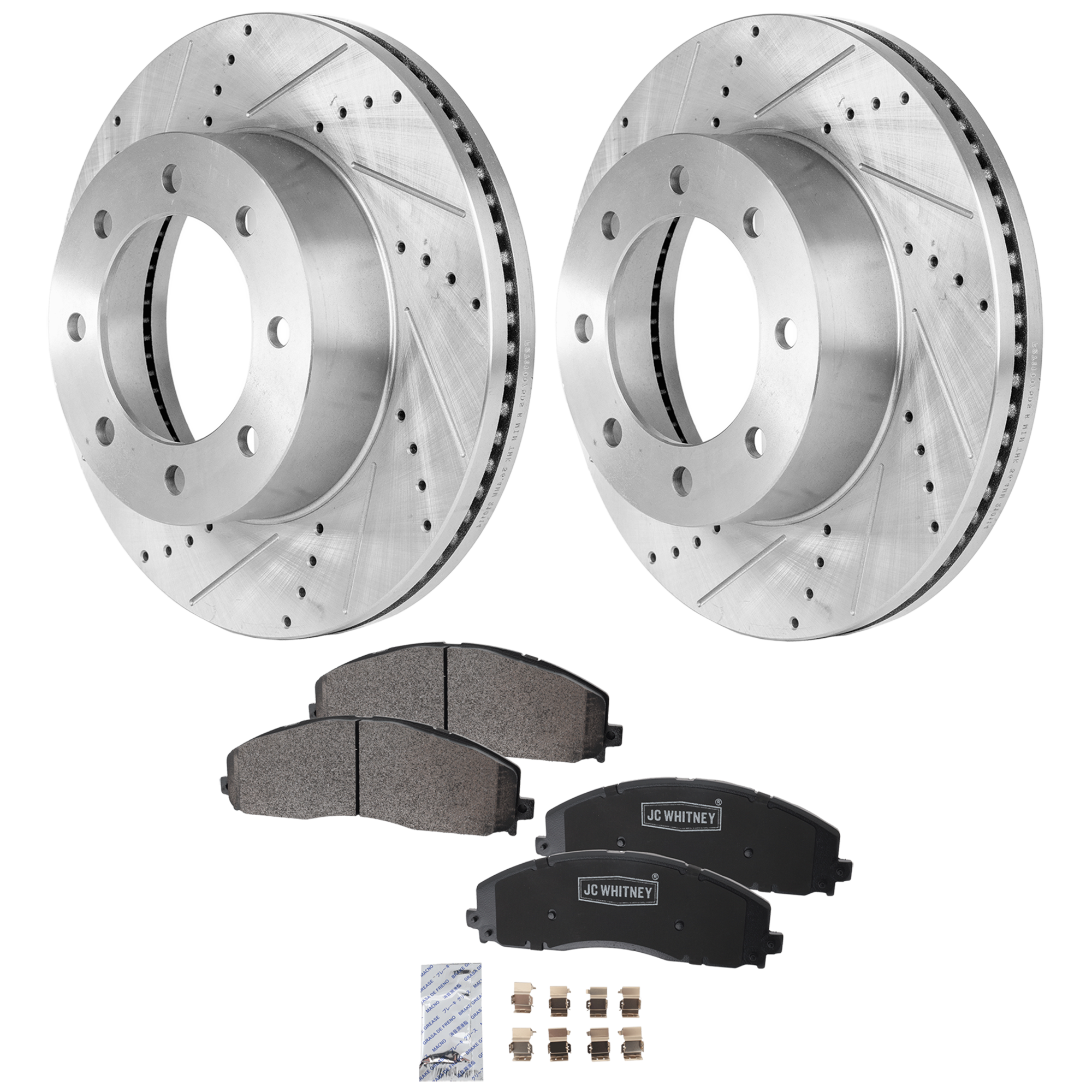 AM F SERIES SUPER DUTY PICKUP 13-22 FRONT BRAKE DISC AND PAD KIT 2 Wheel Set SKU KIT 102425 GD183 OEM 42292-681016-850349-60054223-6
