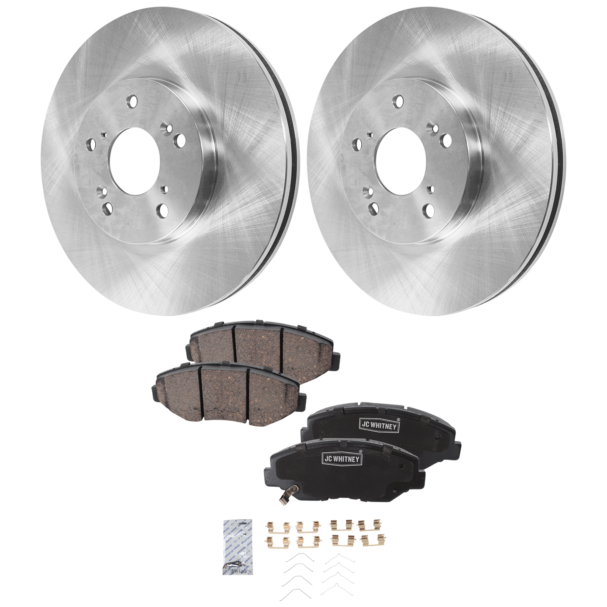 AM PILOT 03-08 FRONT BRAKE DISC AND PAD KIT 2 Wheel Set SKU KIT 102425 GD243 OEM 45251S0X000-45022S9AA01-45022S