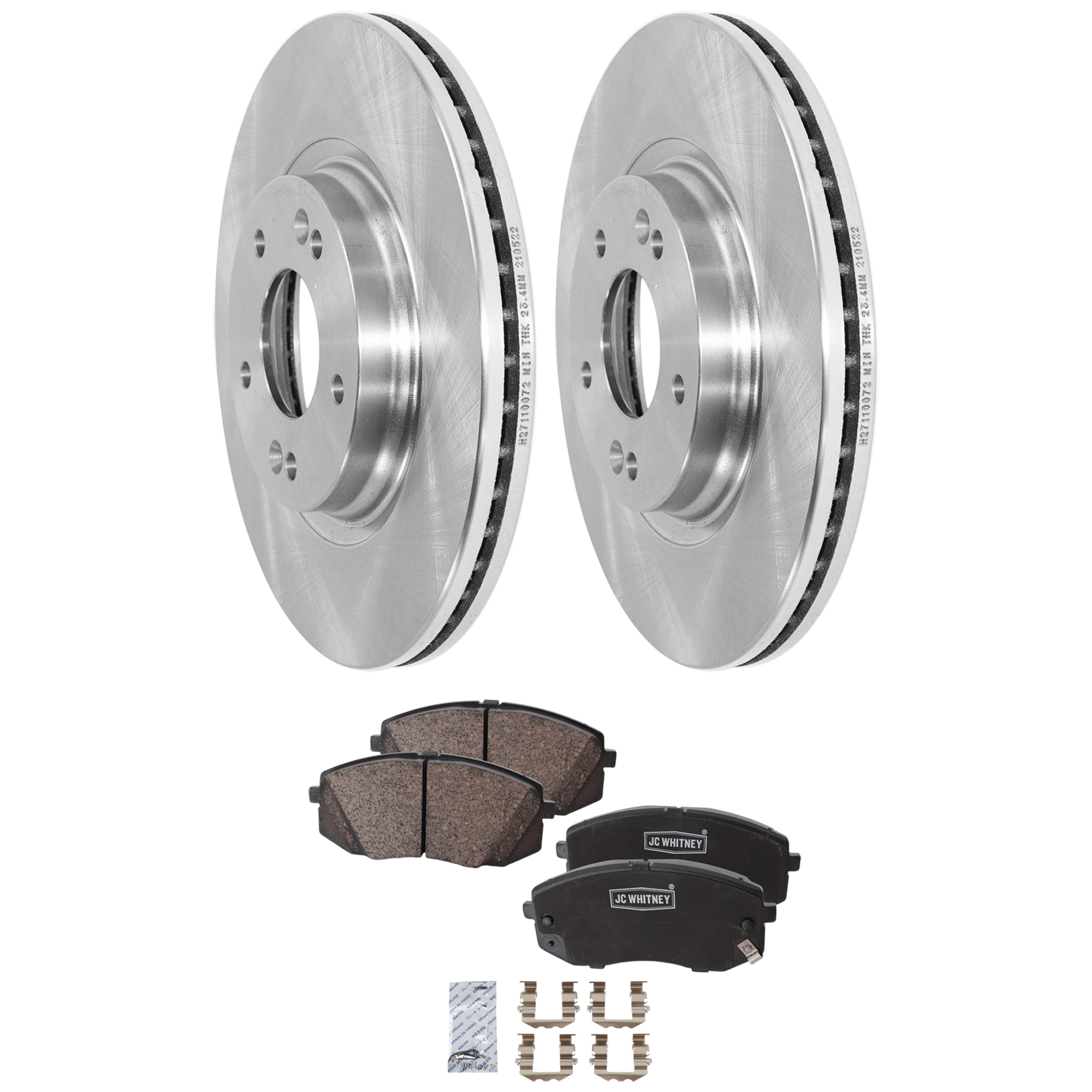 AM OPTIMA 16-20 SELTOS 21-22 FRONT BRAKE DISC AND PAD KIT 2 Wheel Set SKU KIT 102425 GD250 OEM 51712C2000-58101B2A30-58101C2A