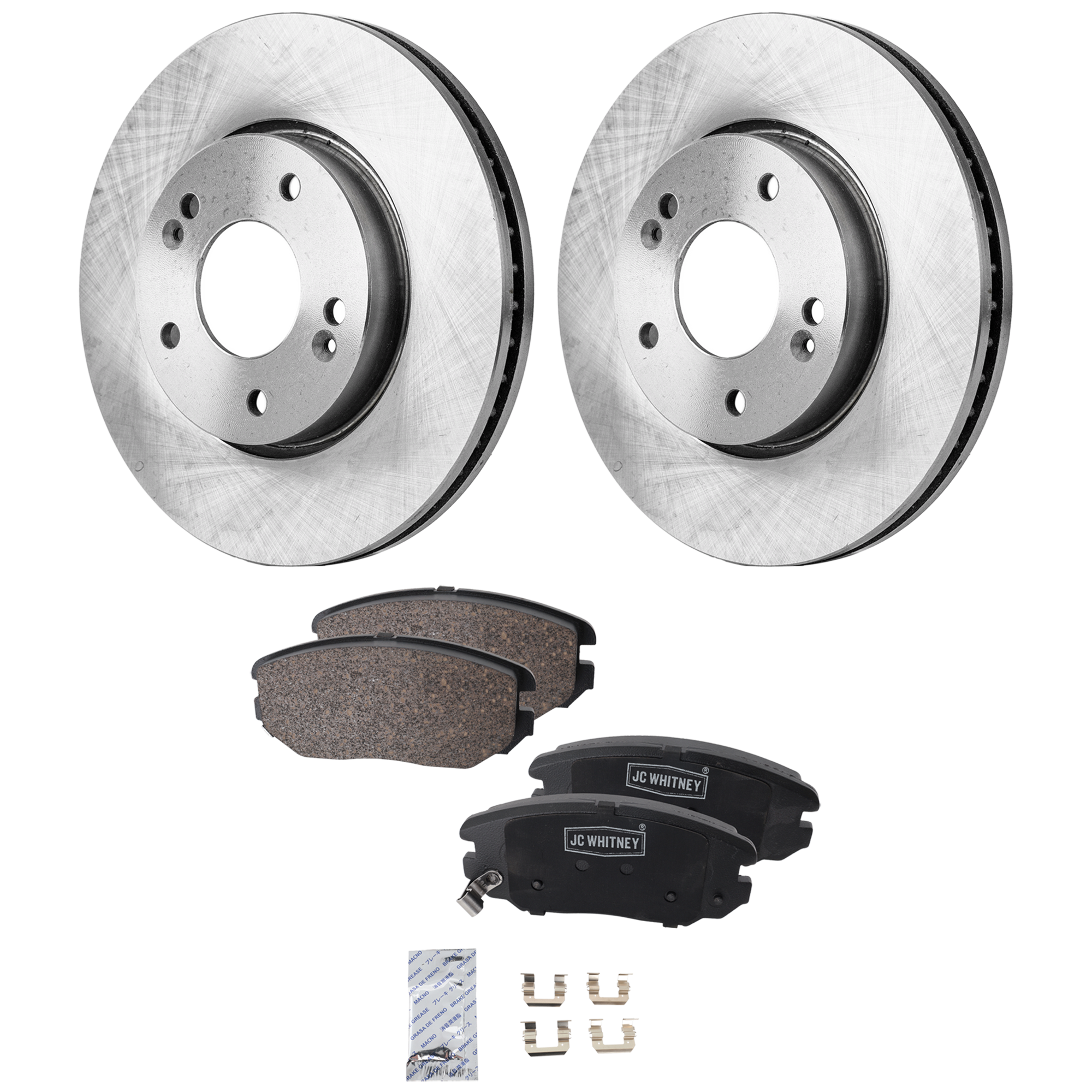 AM SONATA 10-10 FRONT BRAKE DISC AND PAD KIT 2 Wheel Set SKU KIT 102425 GD253 OEM 517122C000-517121F000-517121F3
