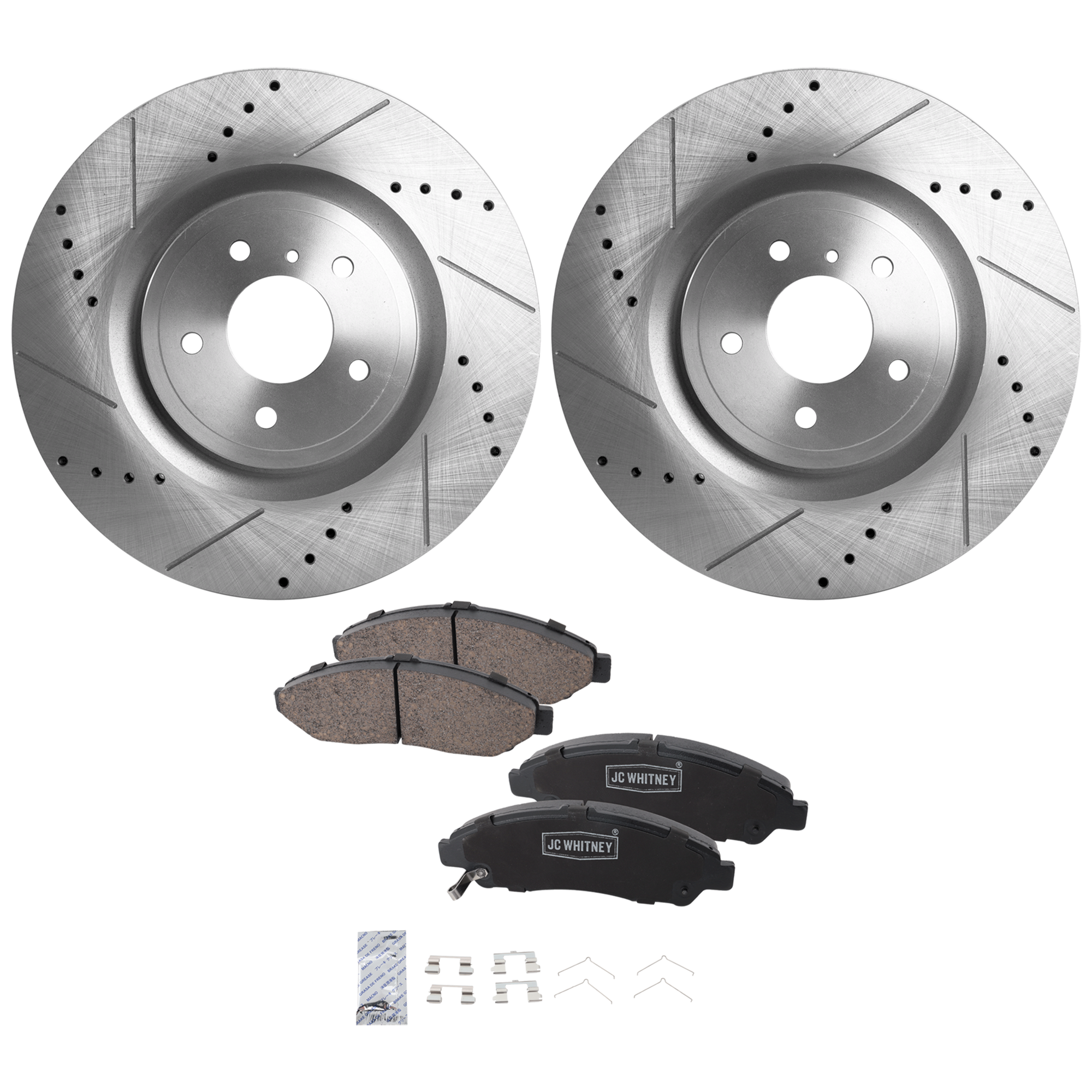AM INFINITY FX50-09-13 NISSAN 370Z 09-20 FRONT BRAKE DISC AND PAD KIT 2 Wheel Set SKU KIT 102425 GD266 OEM D10601TG1C D1060JL00A D1060JL0