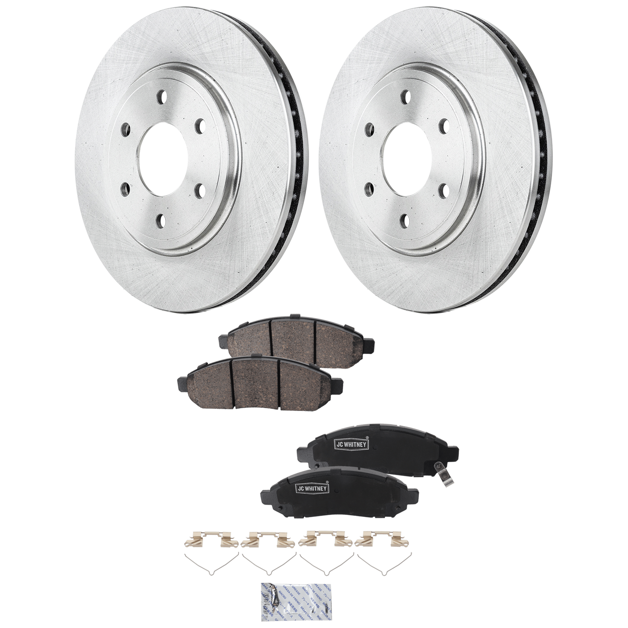 AM FRONTIER 05-19 FRONT BRAKE DISC AND PAD KIT 2 Wheel Set SKU KIT 102425 GD336 OEM 40206EA01A 402069BD0B 402069BD