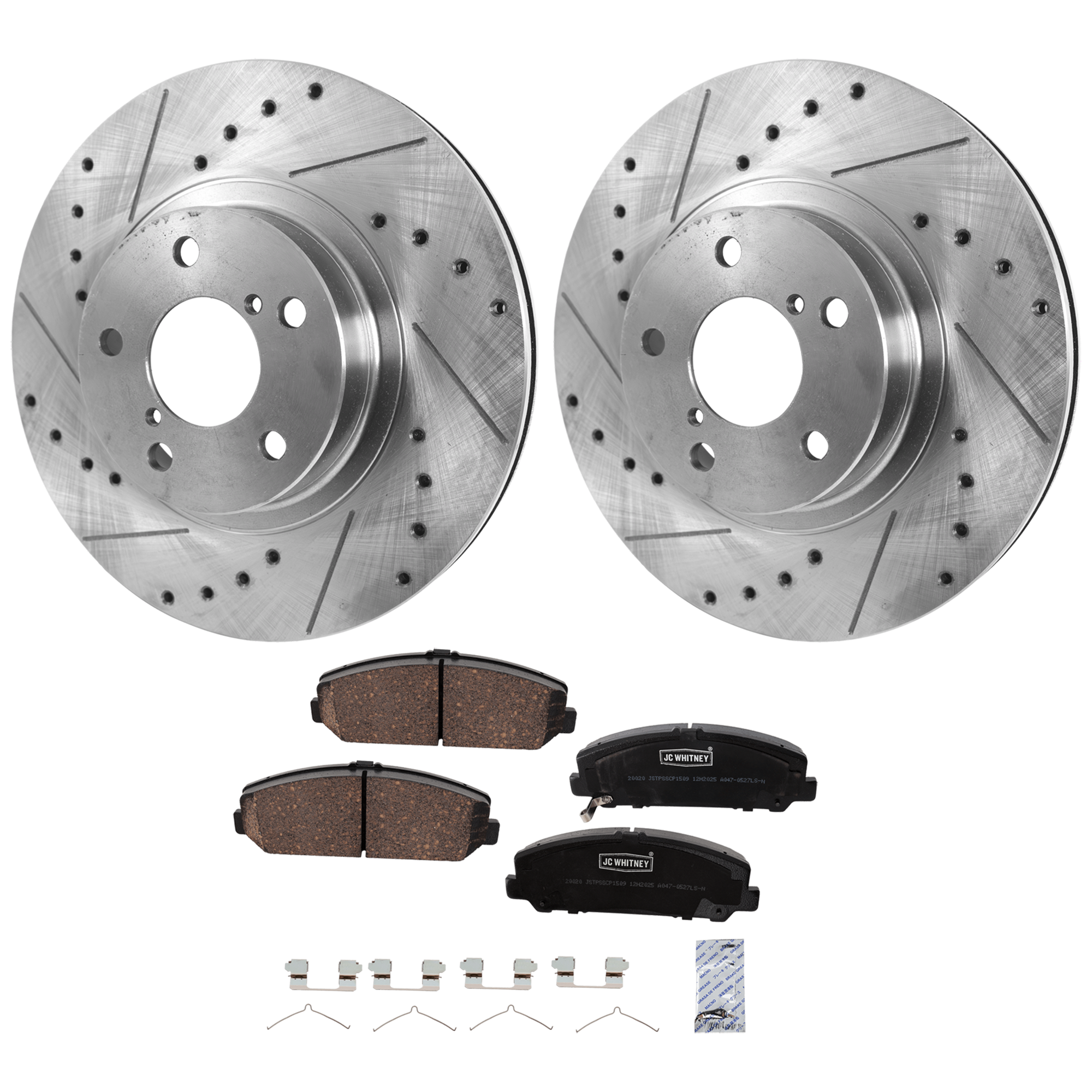AM LEGACY 02-04 FRONT BRAKE DISC AND PAD KIT 2 Wheel Set SKU KIT 102425 GD367 OEM 189-19887-25370-31059-31247-63