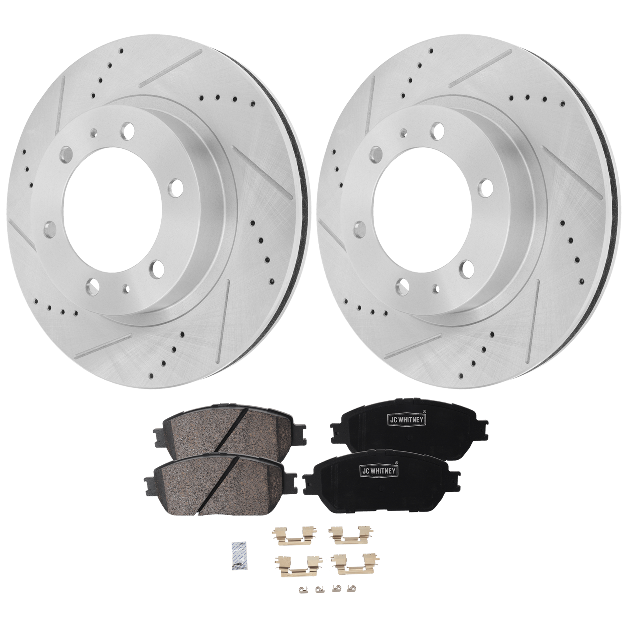 AM TACOMA 05-15 FRONT BRAKE DISC AND PAD KIT 2 Wheel Set SKU KIT 102425 GD375 OEM 31327-31520-44623-145458-08329