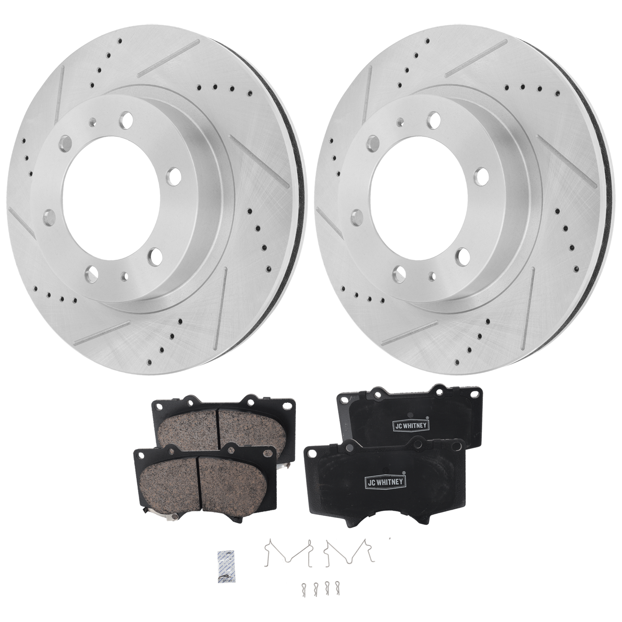 AM TACOMA 05-23 FRONT BRAKE DISC AND PAD KIT 2 Wheel Set SKU KIT 102425 GD376 OEM 31327-31520-44623-145458-08329