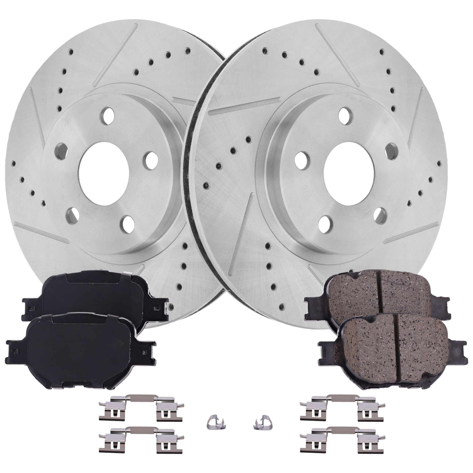 AM CELICA 00-05 TC 05-10 FRONT BRAKE DISC AND PAD KIT 2 Wheel Set SKU KIT 102425 GD381 OEM 19336-31270-77175-96934-107301