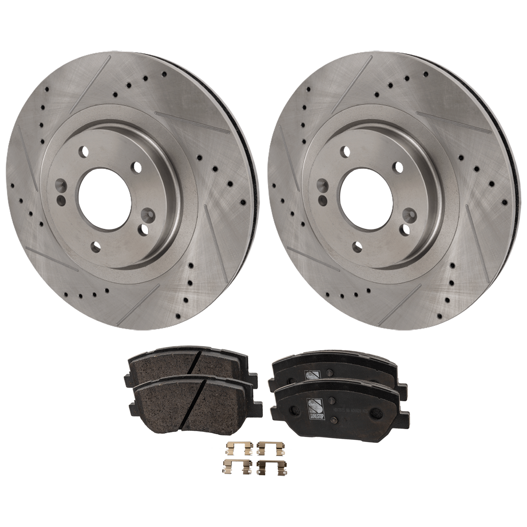 AM SANTA FE 19-19 FRONT BRAKE DISC AND PAD KIT 2 Wheel Set SKU KIT 102425 GD437 OEM 31625-44764-0833577-850353-600