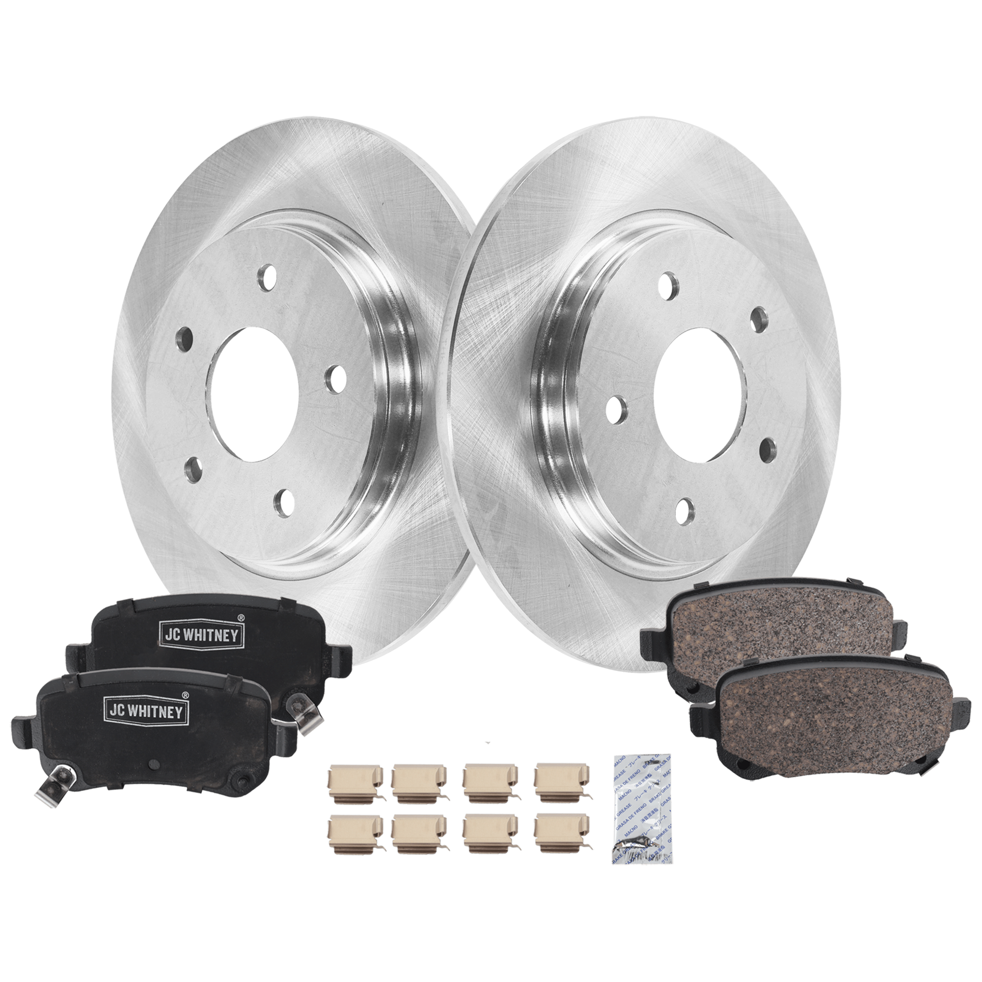 AM GRAND CARAVAN TOWN COUNTRY 08-12 REAR BRAKE DISC AND PAD KIT 2 Wheel Set SKU KIT 102425 GD513 OEM 4721677AA 4721996AA 7B0615601A
