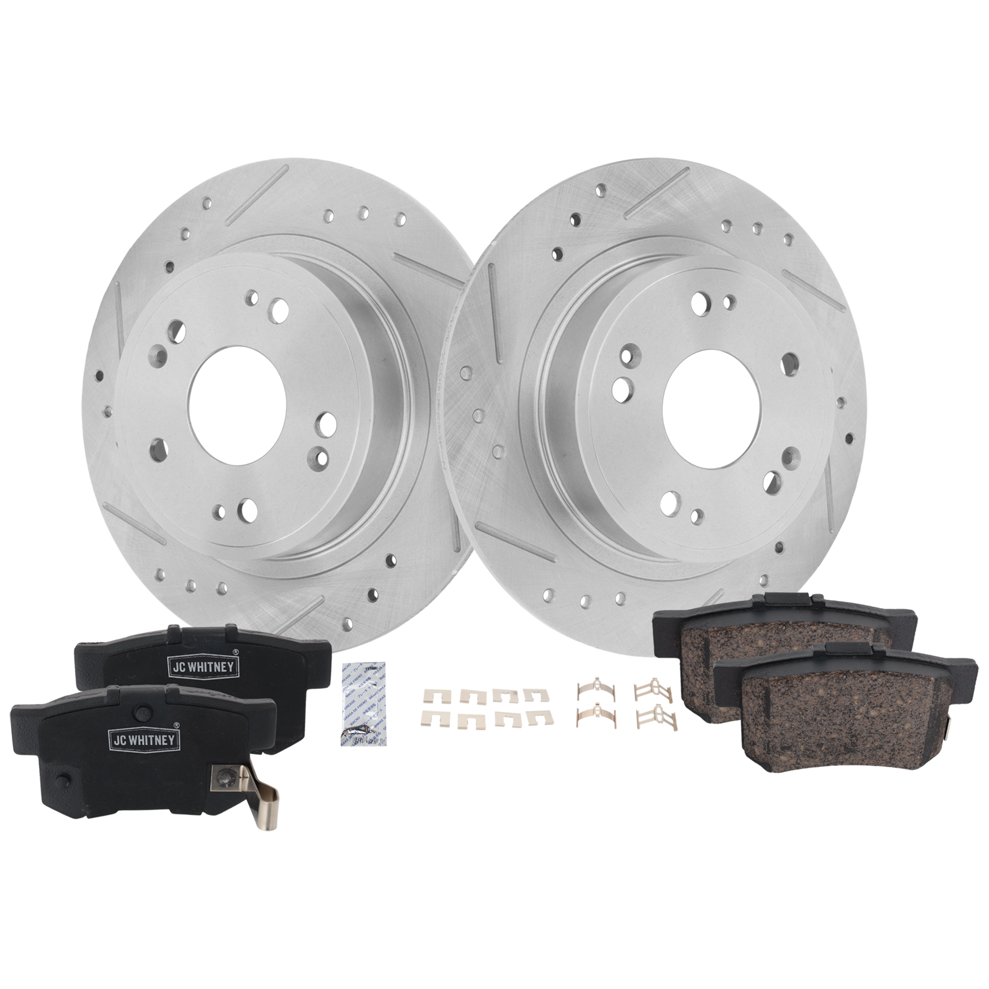 AM ILX 16-22 REAR BRAKE DISC AND PAD KIT 2 Wheel Set SKU KIT 102425 GD549 OEM 31479-44594-44763-0833159-0833