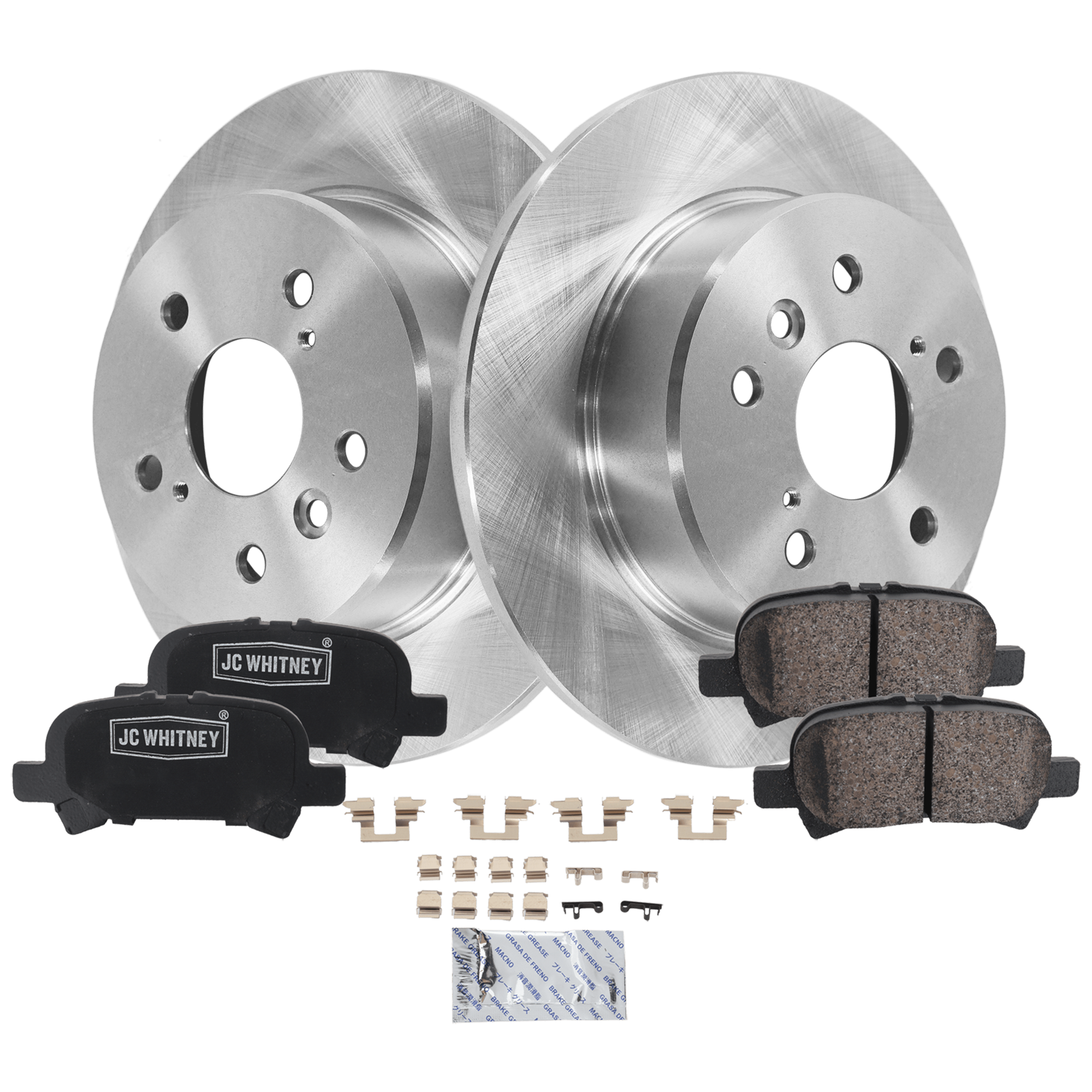 AM AVALON 00-04 REAR BRAKE DISC AND PAD KIT 2 Wheel Set Plain Surface Solid 5 Lugs SKU KIT 102425 GD635 OEM 4243107030-0446606030-04466330