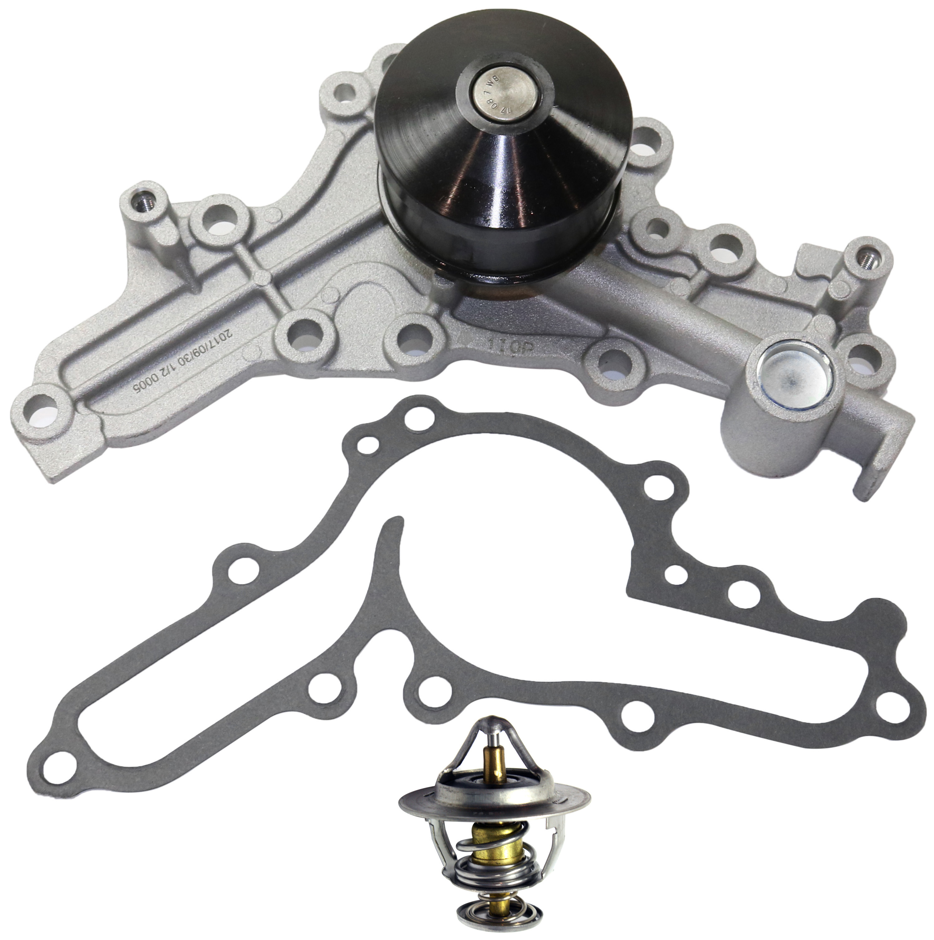 AM OUTLANDER 07-11 WATER PUMP 2 pc kit with Thermostat 6 Cyl 3.0L eng. SKU KIT 102617-17 Partslink SPL010481 OEM 20973-22236-42174-97508-512520