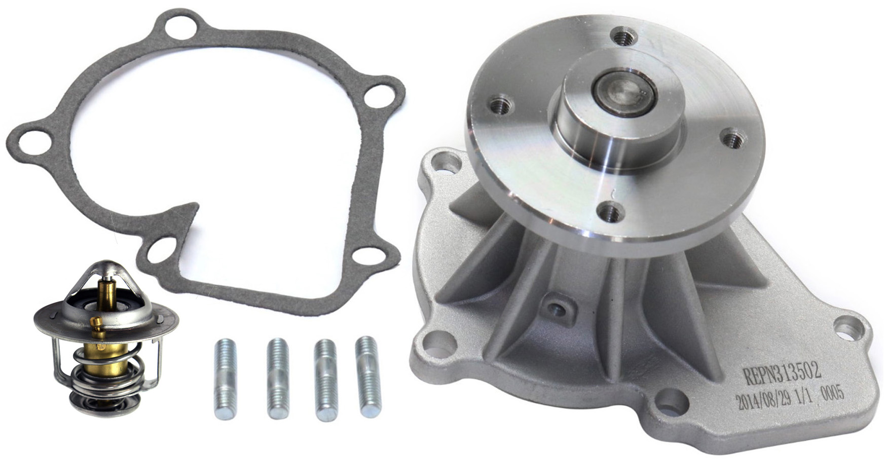 AM FRONTIER 98-04 XTERRA 00-04 WATER PUMP 2 pc kit with Thermostat SKU KIT 102617-20 Partslink SPL010456 OEM 1775-16206-18621-20624-41162-9