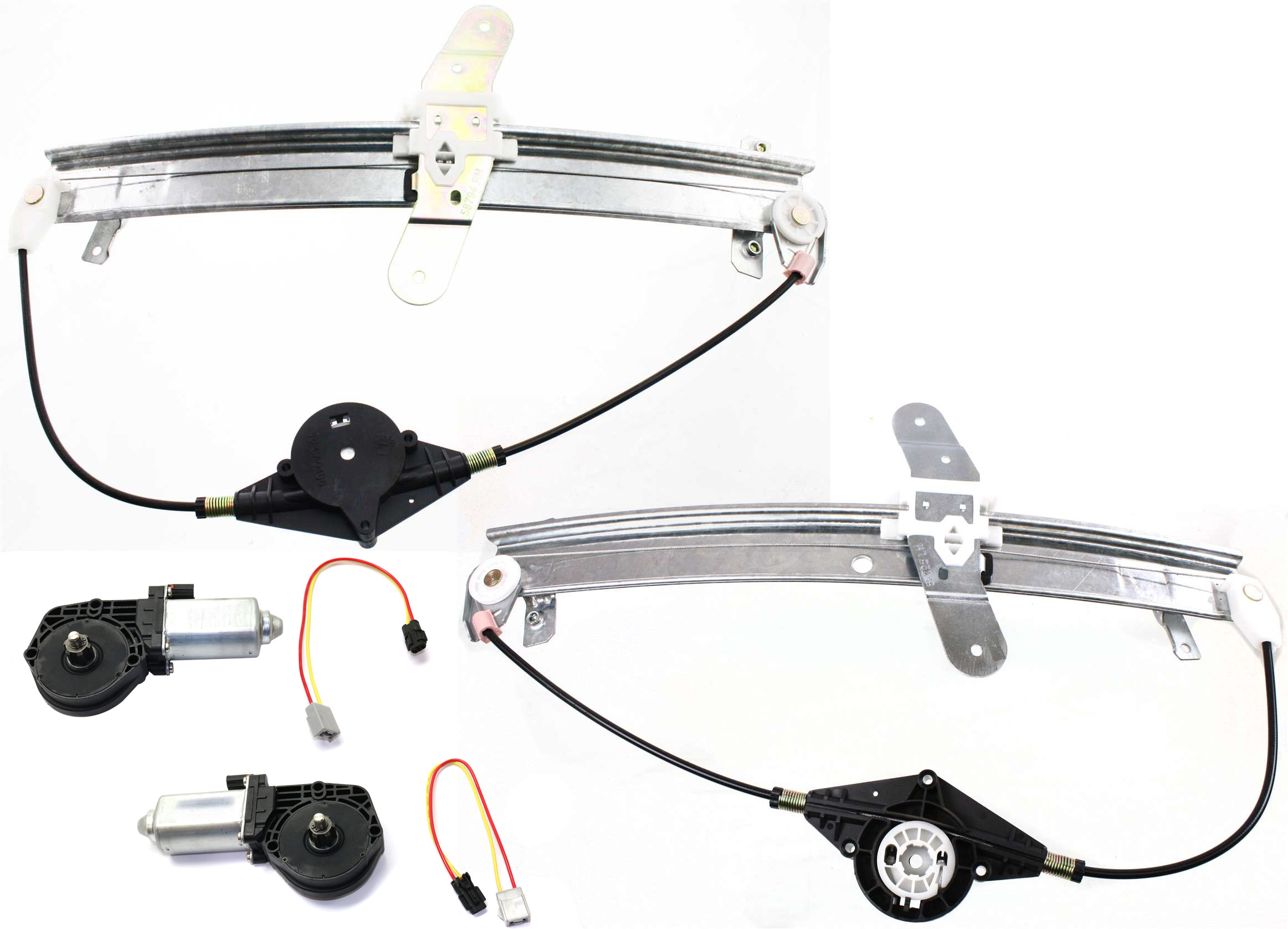 AM CROWN VICTORIA GRAND MARQUIS MARAUDER 92-11 WINDOW REGULATOR 4 pc kit Front RH and LH with Window Motor SKU KIT 102617-65 OEM 6W7Z5423208AA 6W7Z5423209AA F2
