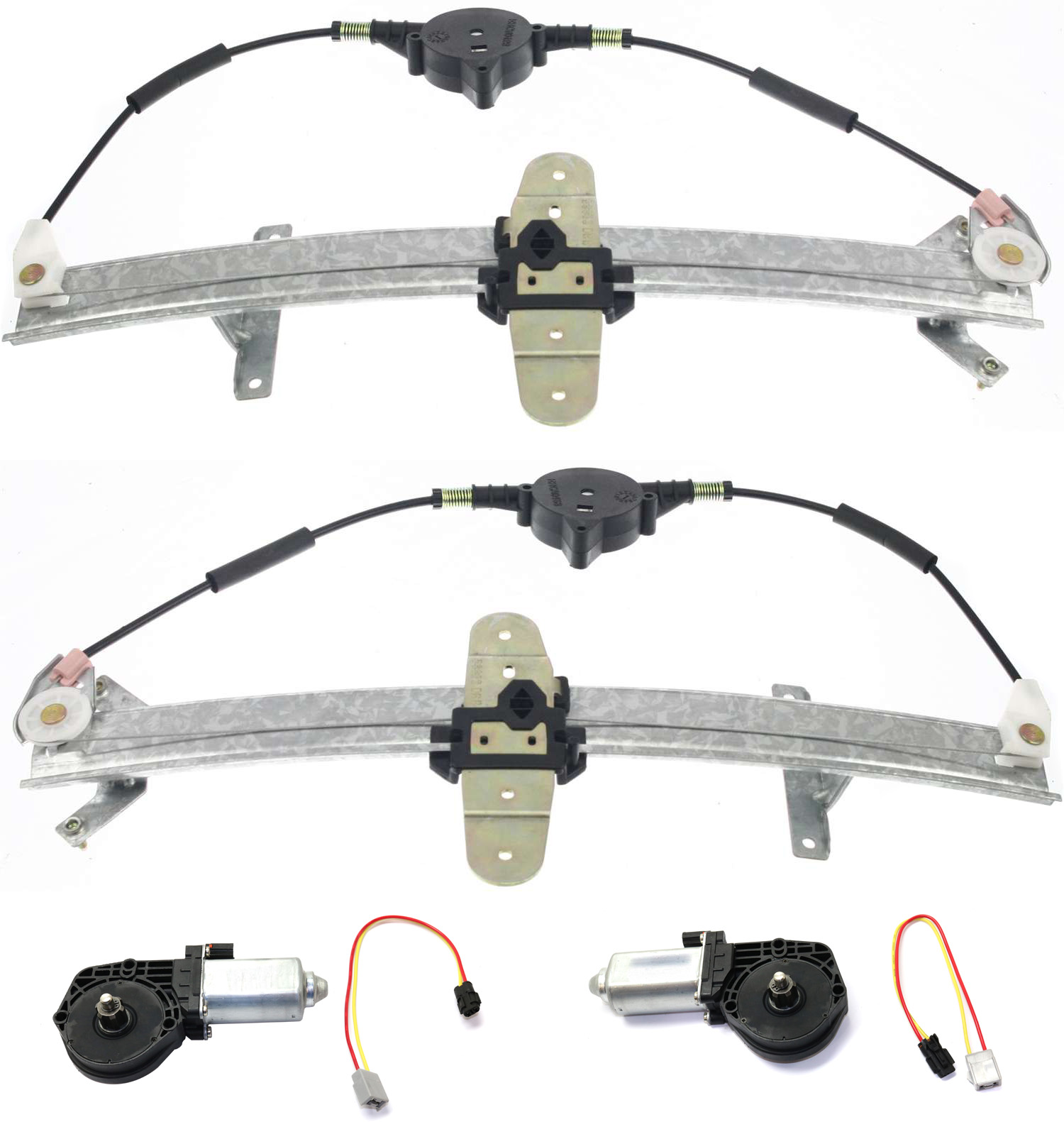 AM CROWN VICTORIA GRAND MARQUIS MARAUDER 92-11 WINDOW REGULATOR 4 pc kit Rear RH and LH with Window Motor SKU KIT 102617-66 OEM 6W7Z5427008AA 6W7Z5427009AA F2