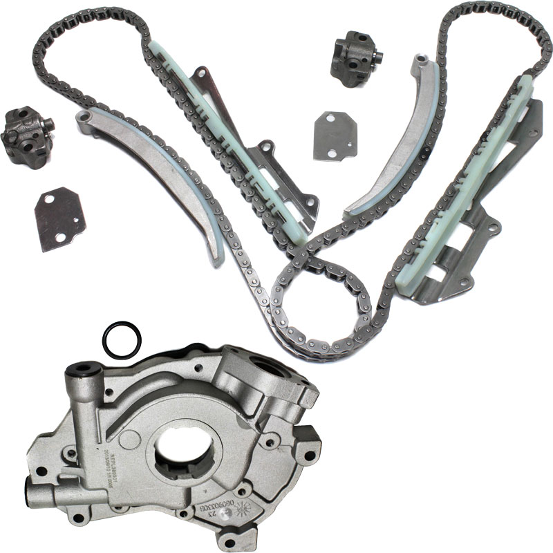 AM COUGAR 94-97 GRAND MARQUIS 93-01 TIMING CHAIN KIT without Gears 2 pc kit with Oil Pump SKU KIT 102713-04 OEM F8AZ6256BA 5W7Z6268AA F8AZ6256