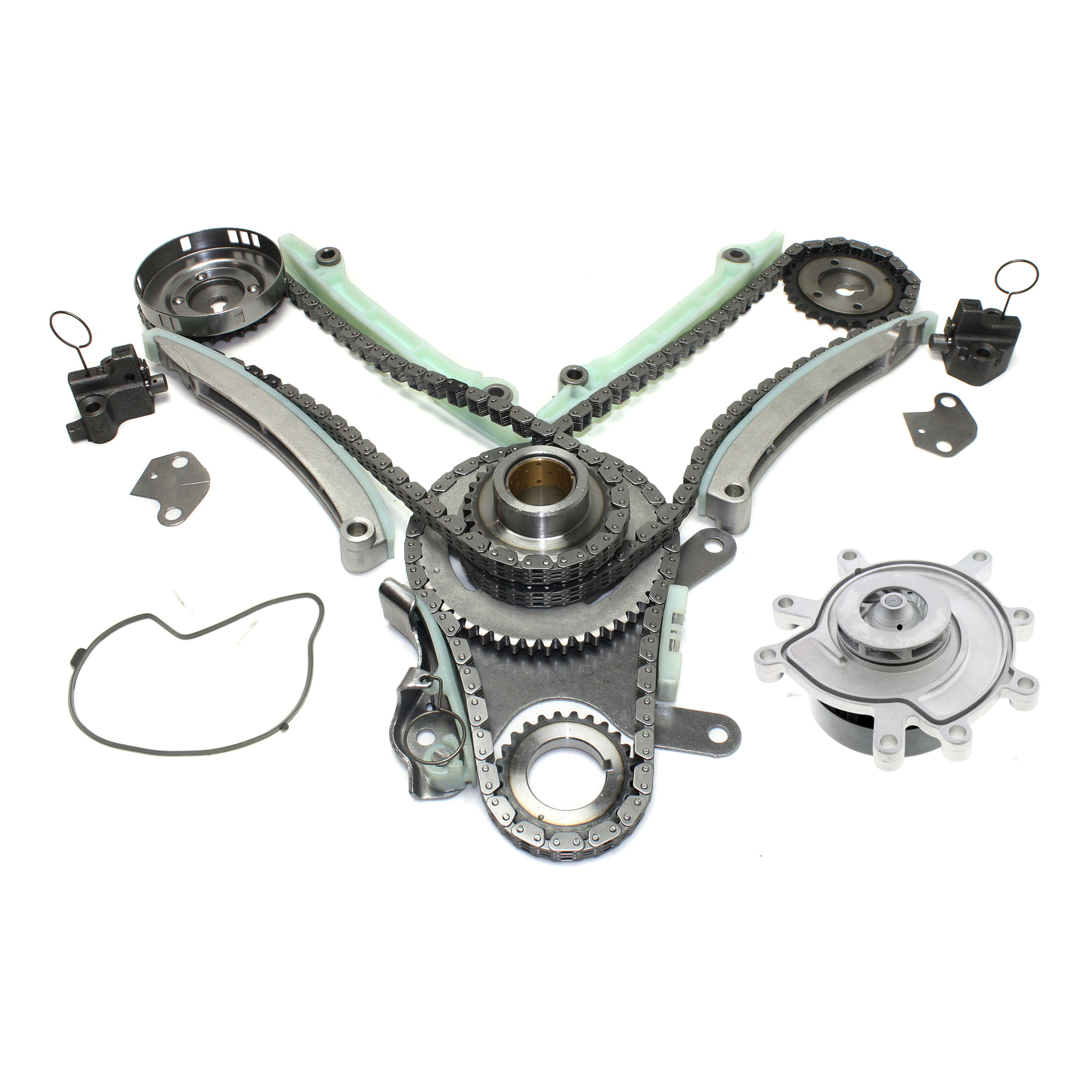 AM DURANGO 00-02 GRAND CHEROKEE 99-04 TIMING CHAIN KIT SOHC 4.7L Engine 2 pc kit w Water Pump SKU KIT 102713-27 OEM 20434-39240-43163-43263-58572