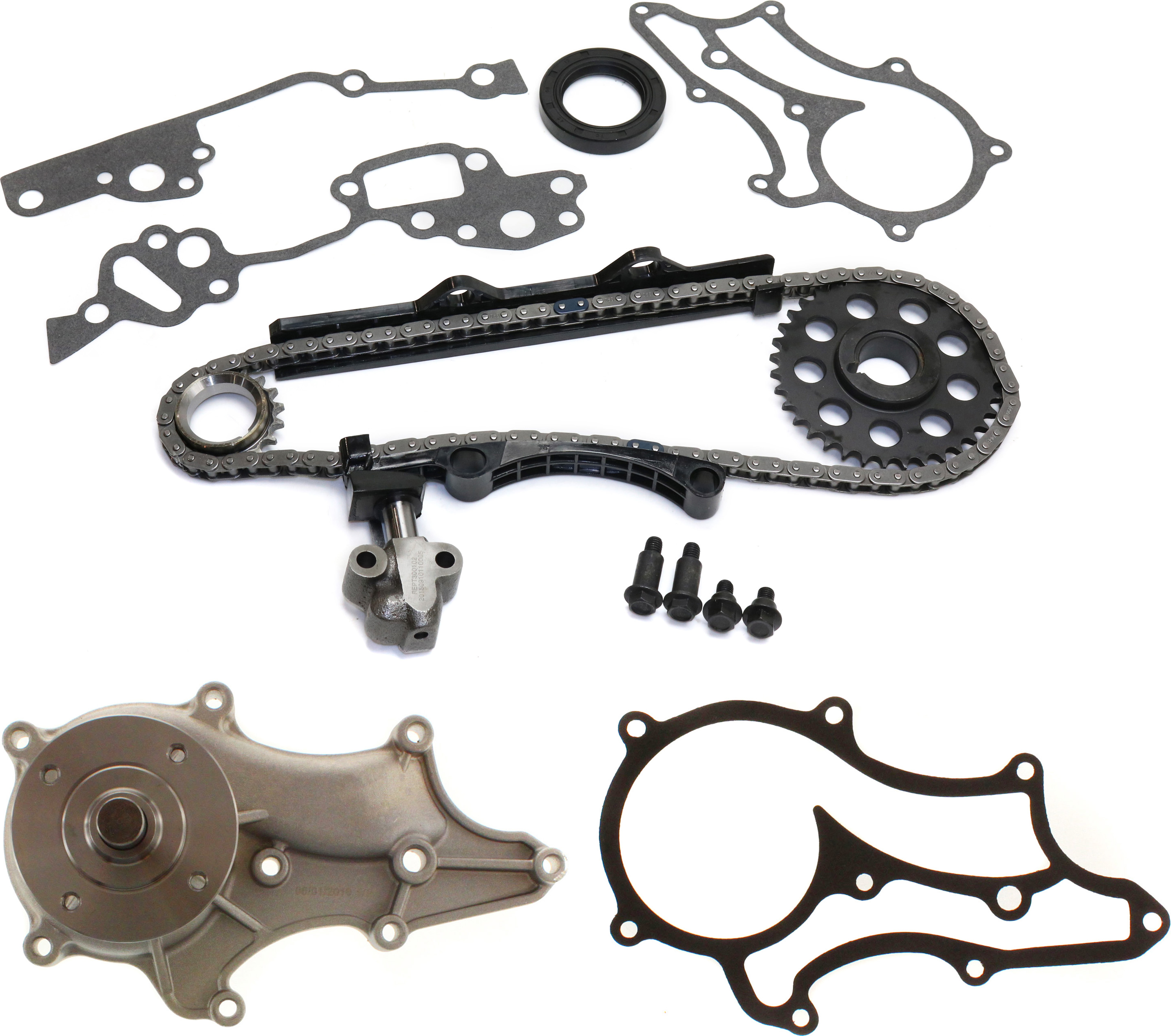 AM 4RUNNER PICKUP 85-95 TIMING CHAIN KIT SOHC 2.4L Engine 2 pc kit w Water Pump SKU KIT 102713-36 OEM 94148SHD 2784-18342-20571-2514