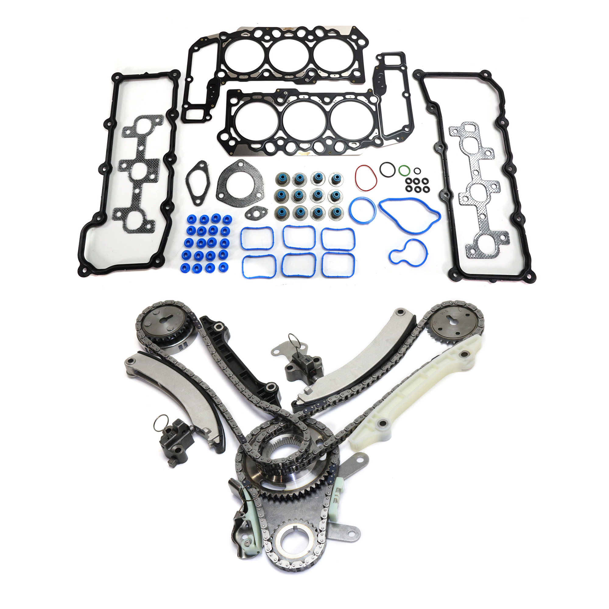 AM LIBERTY RAM 1500-02-03 TIMING CHAIN KIT 2 pc kit 6 Cyl 3.7L Engine w Cylinder Head Gasket SKU KIT 102713-46