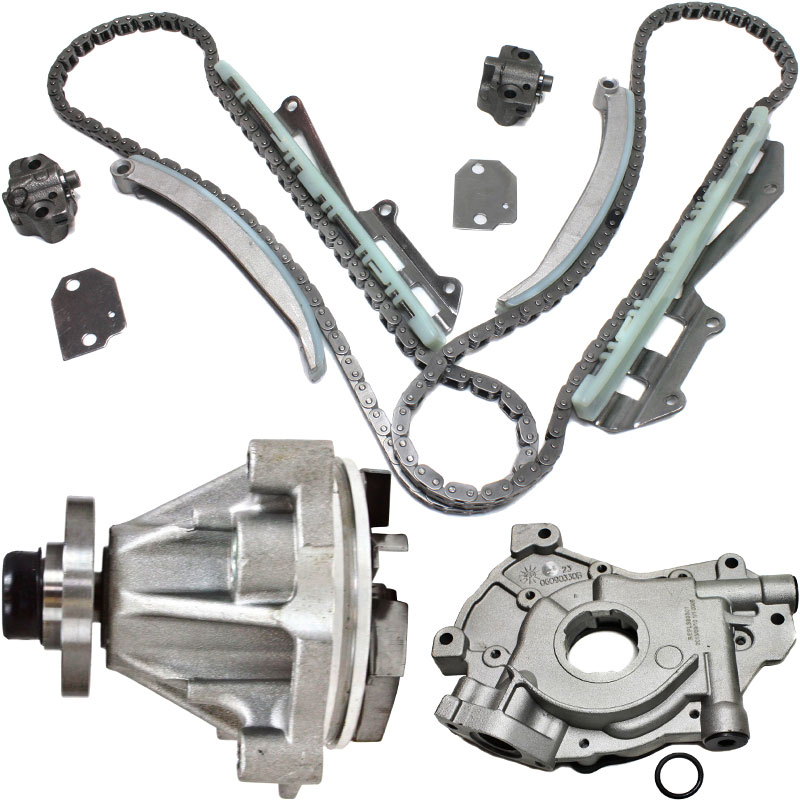 AM F 150 EXPEDITION 97-01 TIMING CHAIN KIT 3 pc kit with Oil Pump and Water Pump SKU KIT 102713-69 OEM F8AZ6256BA 5W7Z6268AA F8AZ6256