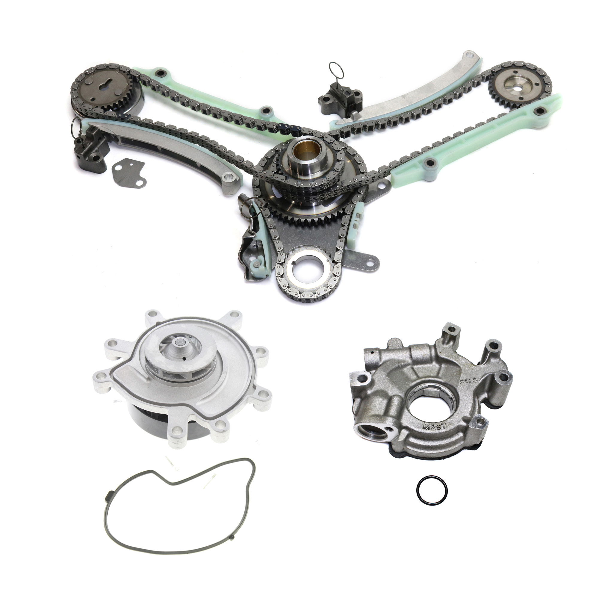 AM DURANGO 00-02 GRAND CHEROKEE 99-04 TIMING CHAIN KIT SOHC 4.7L Engine 3 pc kit w Oil Pump and Water Pump SKU KIT 102713-72 OEM 53020827-20434-39240-43163-432