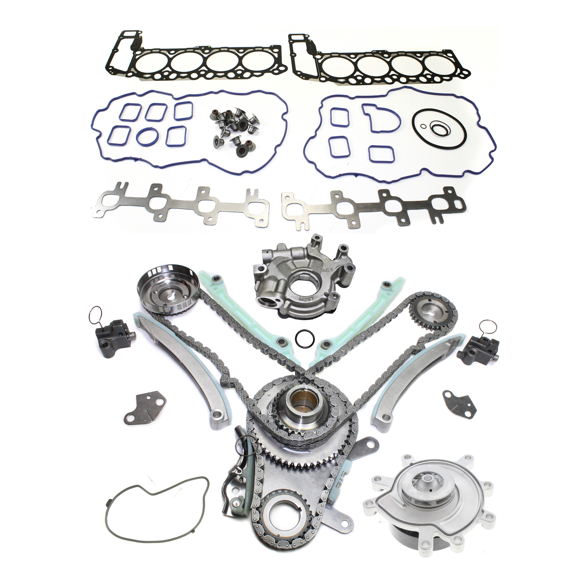AM RAM 1500-03-03 TIMING CHAIN KIT SOHC 4.7L Engine 4 pc kit w Cylinder Head Gasket Oil Pump and Water Pump SKU KIT 102713-77 OEM 90393SD 53020827-20434-39240-4