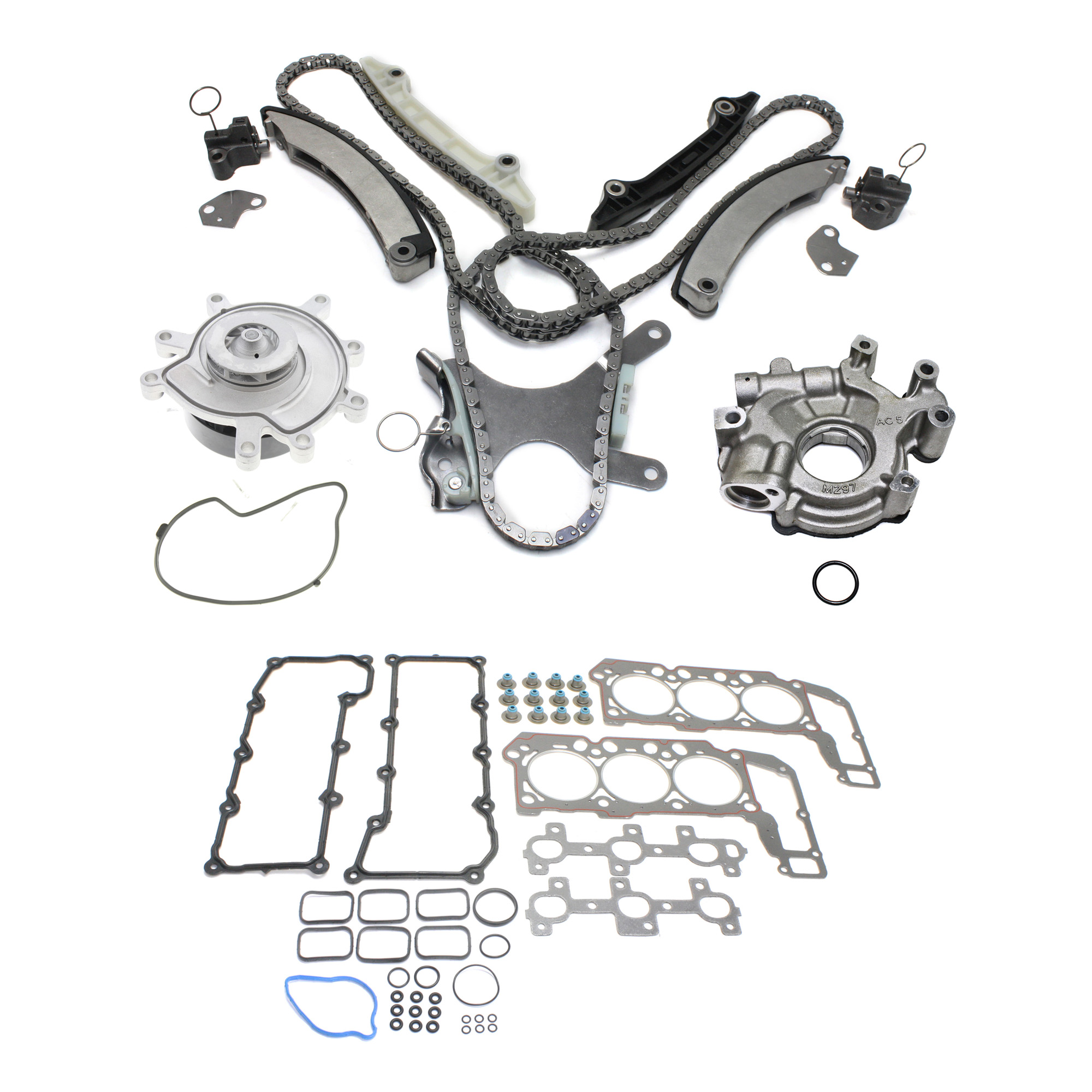 AM LIBERTY RAM 1500-02-05 FRONT TIMING CHAIN KIT SOHC 3.7L Engine 4 pc kit w Cylinder Head Gasket Oil Pump and Water Pump SKU KIT 102713-83 OEM 90393SC 53020827-20434-39240-4
