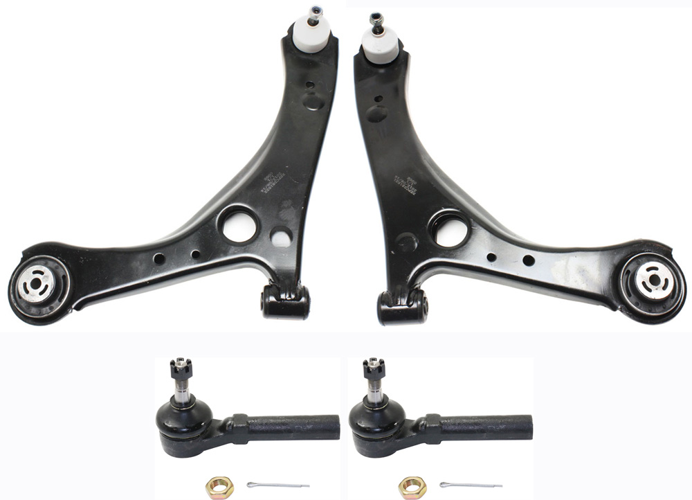 AM TOWN COUNTRY 08-16 GRAND CARAVAN 08-19 FRONT CONTROL ARM KIT RH AND LH Lower 4 pc kit with Tie Rod Ends SKU KIT 103118-06 OEM 4766911AL 4766910AL 4766910AE