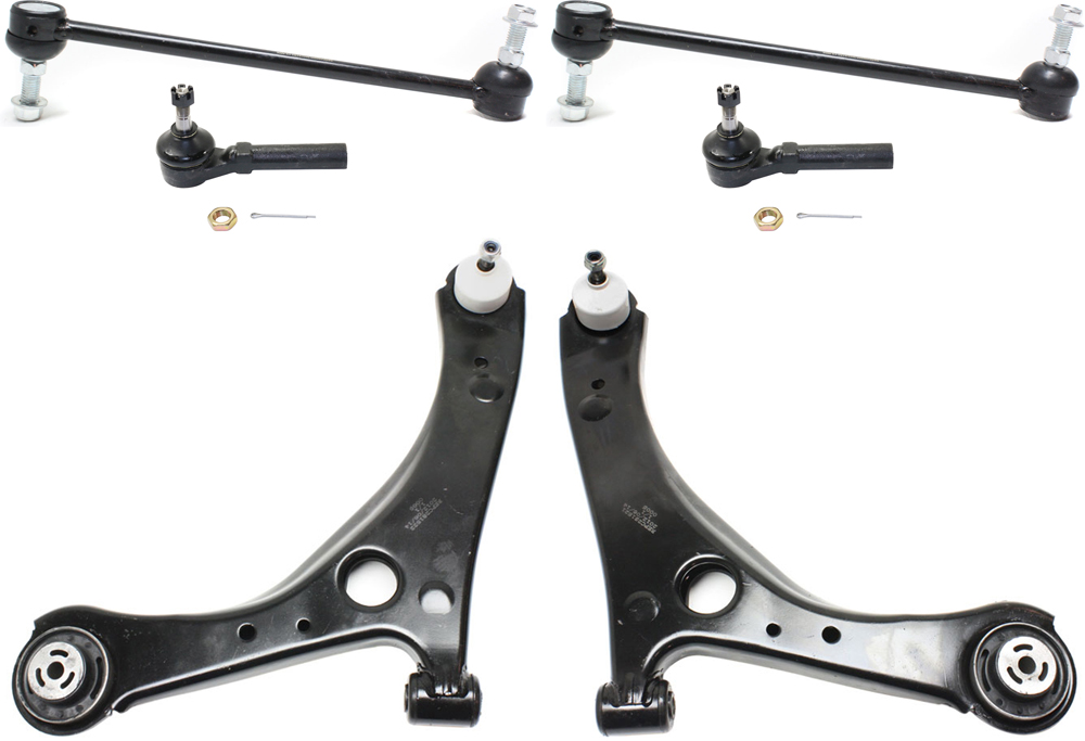 AM GRAND CARAVAN 08-19 TOWN COUNTRY 08-16 FRONT CONTROL ARM RH AND LH Lower 6 pc kit with Sway Bar Links and Tie Rod Ends SKU KIT 103118-07 OEM 4766911AL 4766910AL 4766910AE