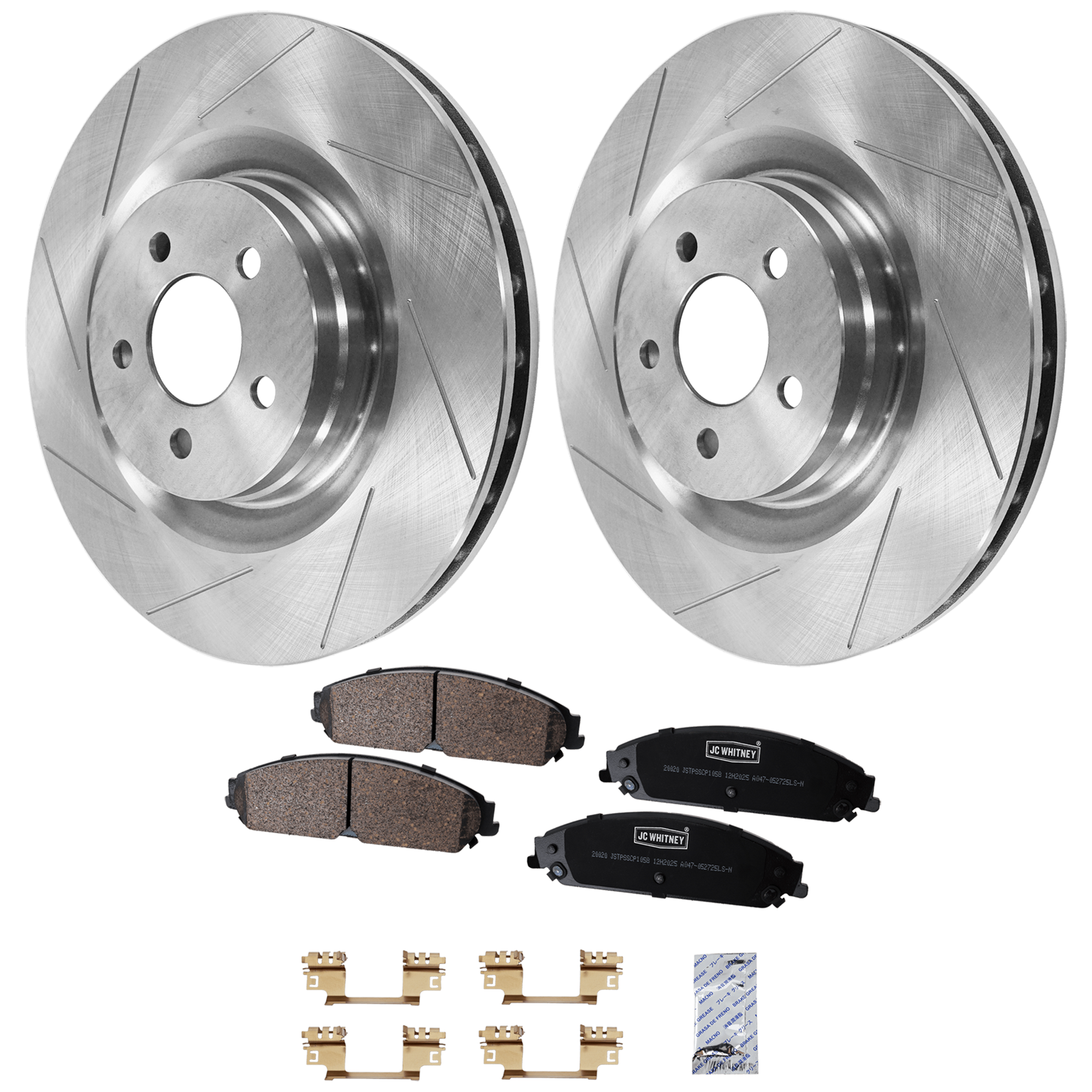 AM CHRYSLER 300-17-18 CHARGER 16-16 FRONT BRAKE DISC AND PAD KIT 2 Wheel Set Plain Surface Vented 5 Lugs SKU KIT 103125 GD022 OEM 43149-53029-53053-900426-60039