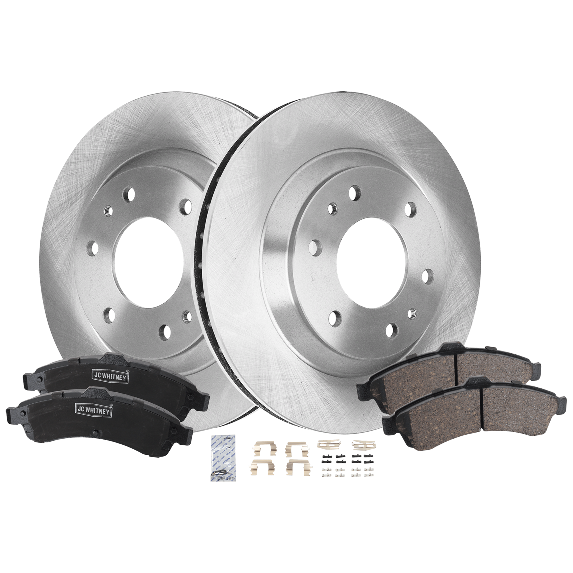 AM TRAILBLAZER 02-05 ENVOY 02-05 FRONT BRAKE DISC AND PAD KIT 2 Wheel Set Plain Surface Vented 6 Lugs SKU KIT 103125 GD037 OEM 8180606640-19181002-12497782-8