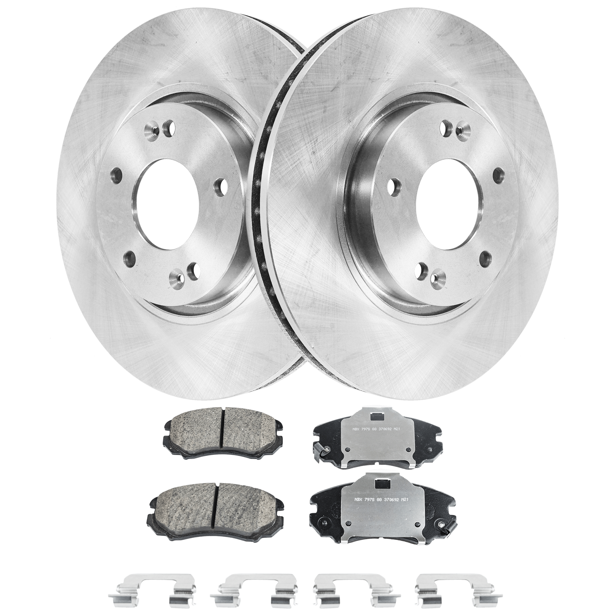 AM SONATA 05-10 FRONT BRAKE DISC AND PAD KIT 2 Wheel Set Plain Surface Vented 5 Lugs SKU KIT 103125 GD092 OEM 517123K100-581012CA10-581012CA