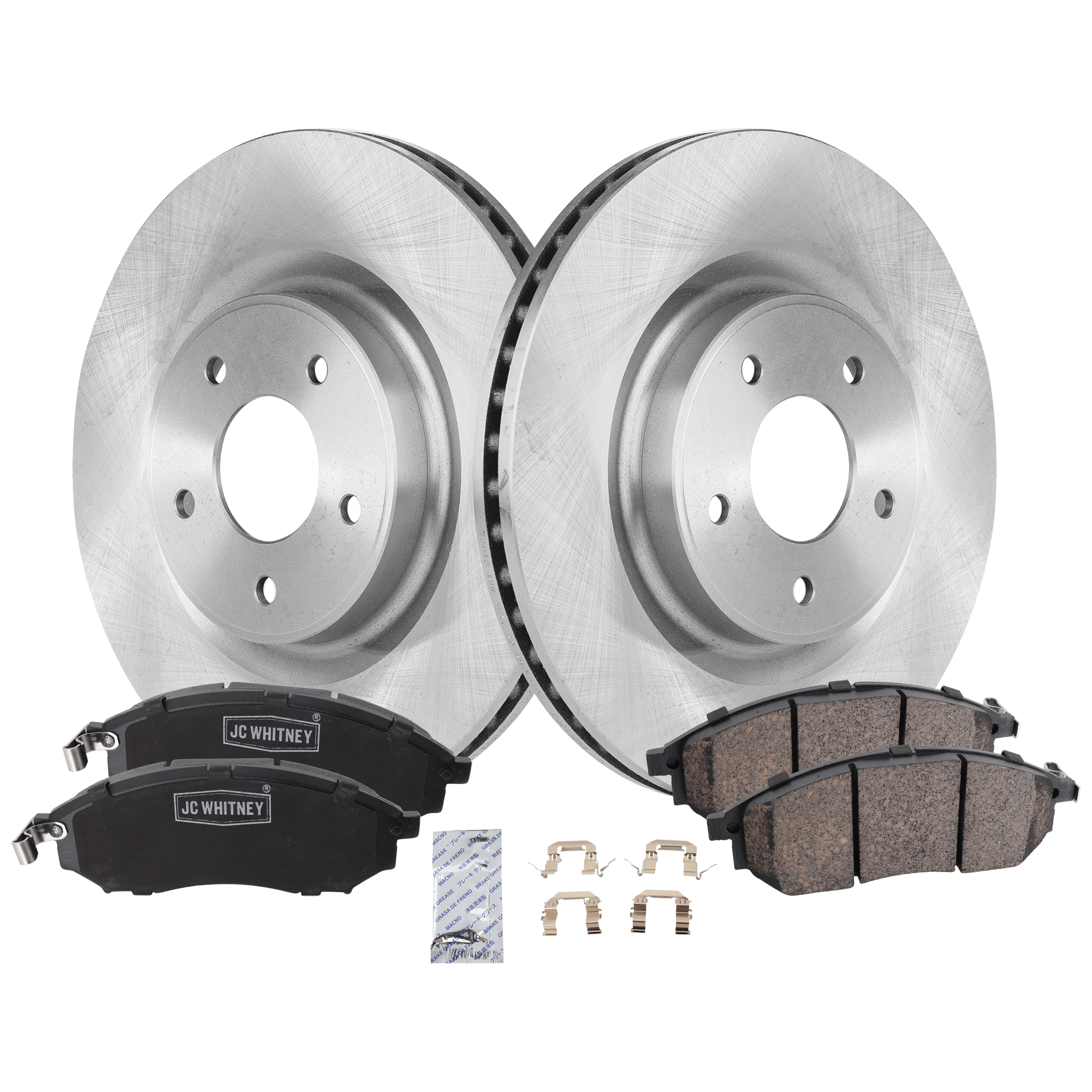 AM 370Z 20-20 FRONT BRAKE DISC AND PAD KIT 2 Wheel Set Plain Surface Vented 5 Lugs SKU KIT 103125 GD115 OEM 44765-0833566-850356-60067105