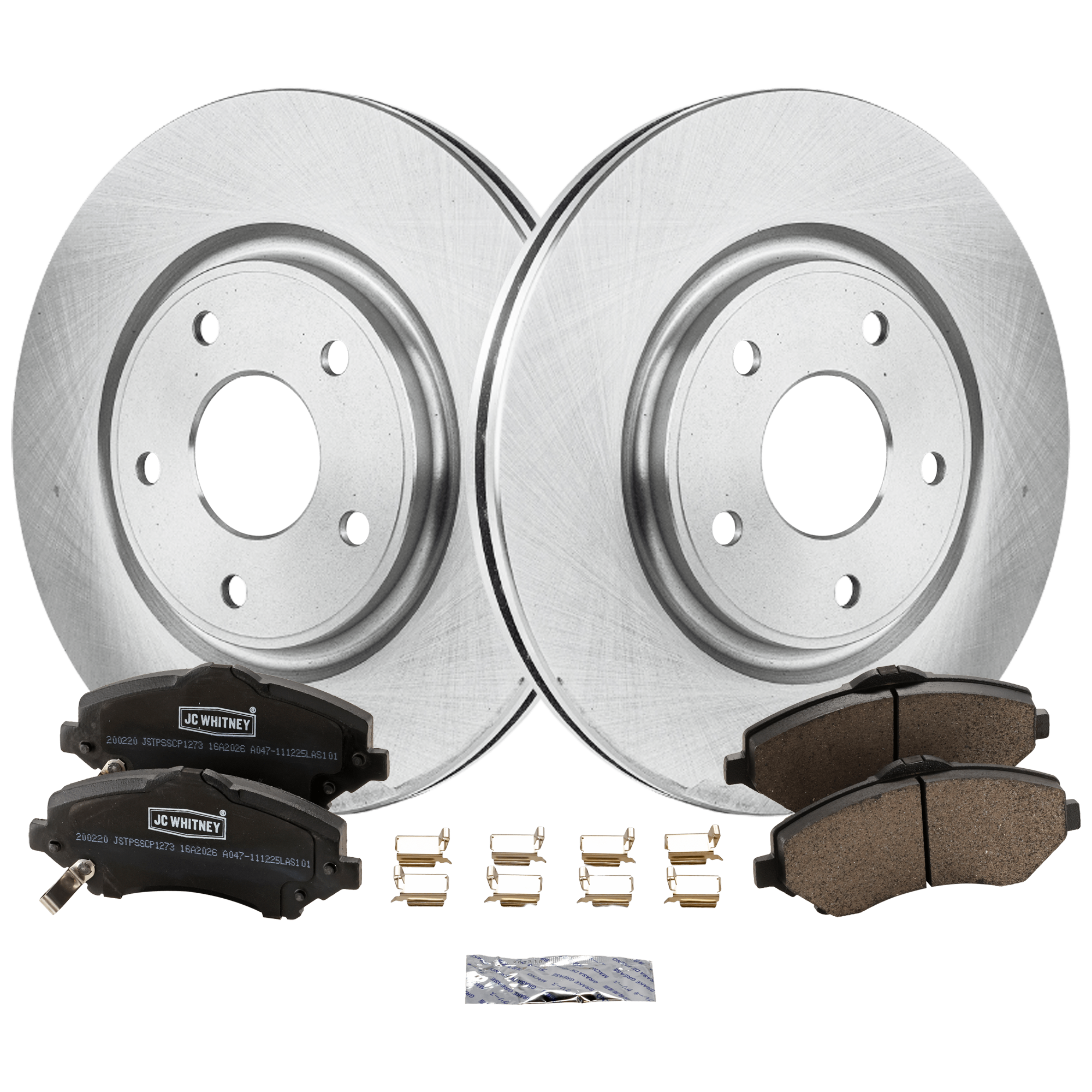 AM TOWN COUNTRY 12-16 GRAND CARAVAN 12-16 FRONT BRAKE DISC AND PAD KIT 2 Wheel Set Plain Surface Vented 5 Lugs SKU KIT 103125 GD150 OEM 43179-53068-780964-850313-6004