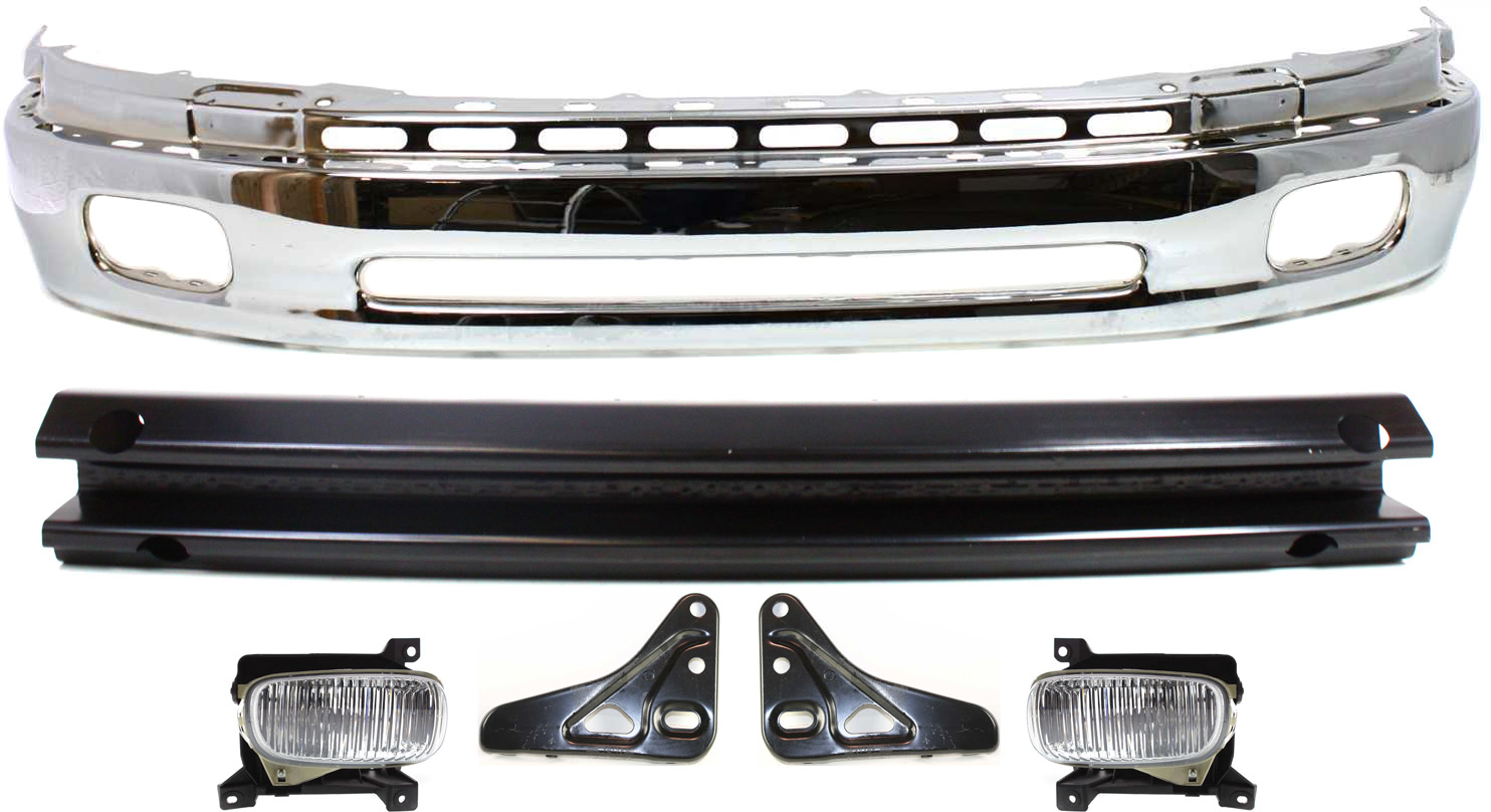 AM TUNDRA 00-02 FRONT BUMPER Lower 6 pc kit with Bumper Reinforcement Bumper Brackets and Fog Lights SKU KIT 110217-05 Partslink TO1002170 TO1066127 TO1067127 TO1006168 TO2592102 TO2593102 OEM 521010C020-521420C010-521410C0