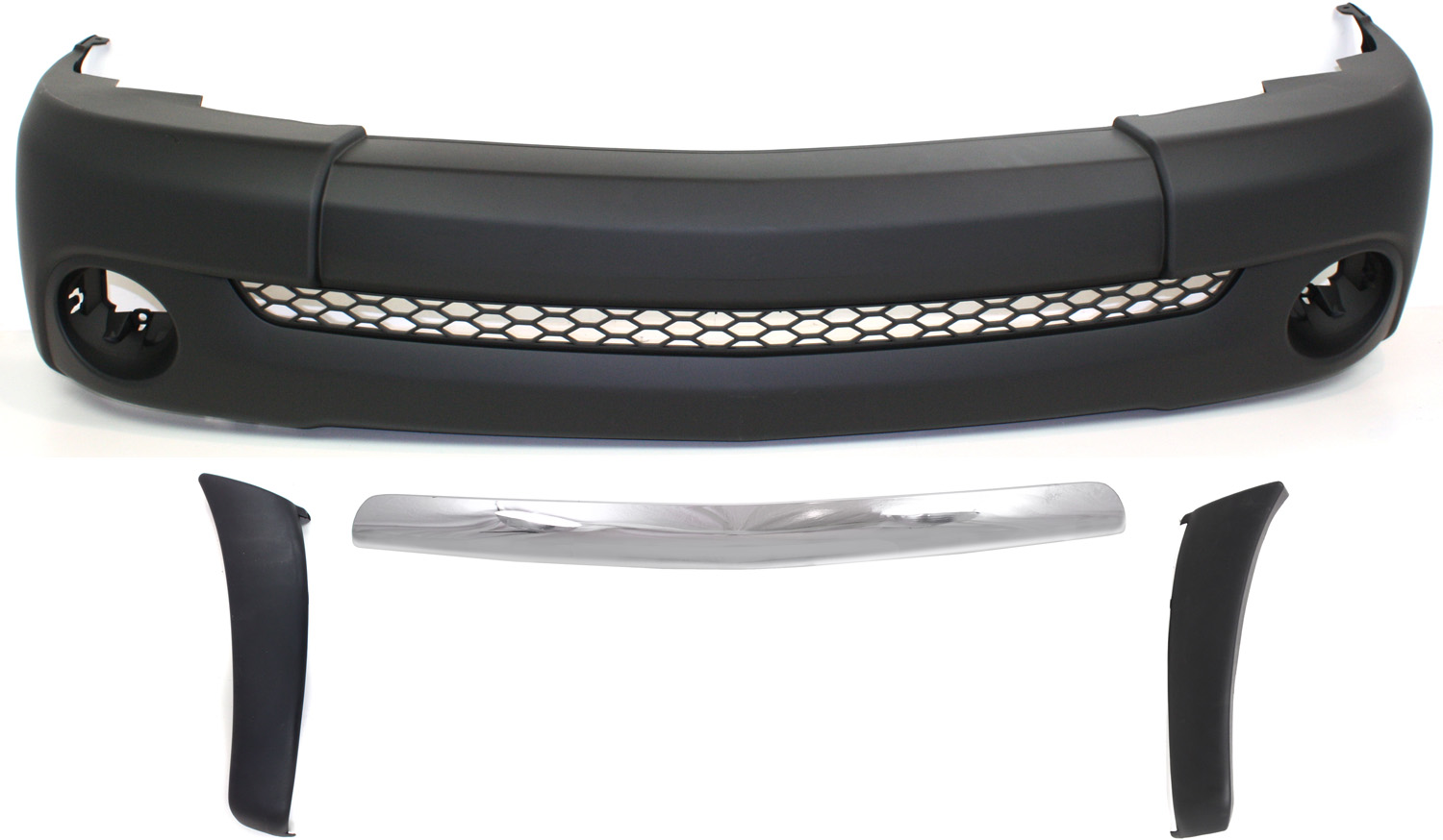 AM TUNDRA 03-06 FRONT BUMPER COVER 4 pc Kit Primed Plastic Base Model Regular Cab with Bumper Trim and Bumper Ends SKU KIT 110217-29 Partslink TO1000254 TO1004172 TO1005172 TO1044109 OEM 521190C050-521130C901-521120C9