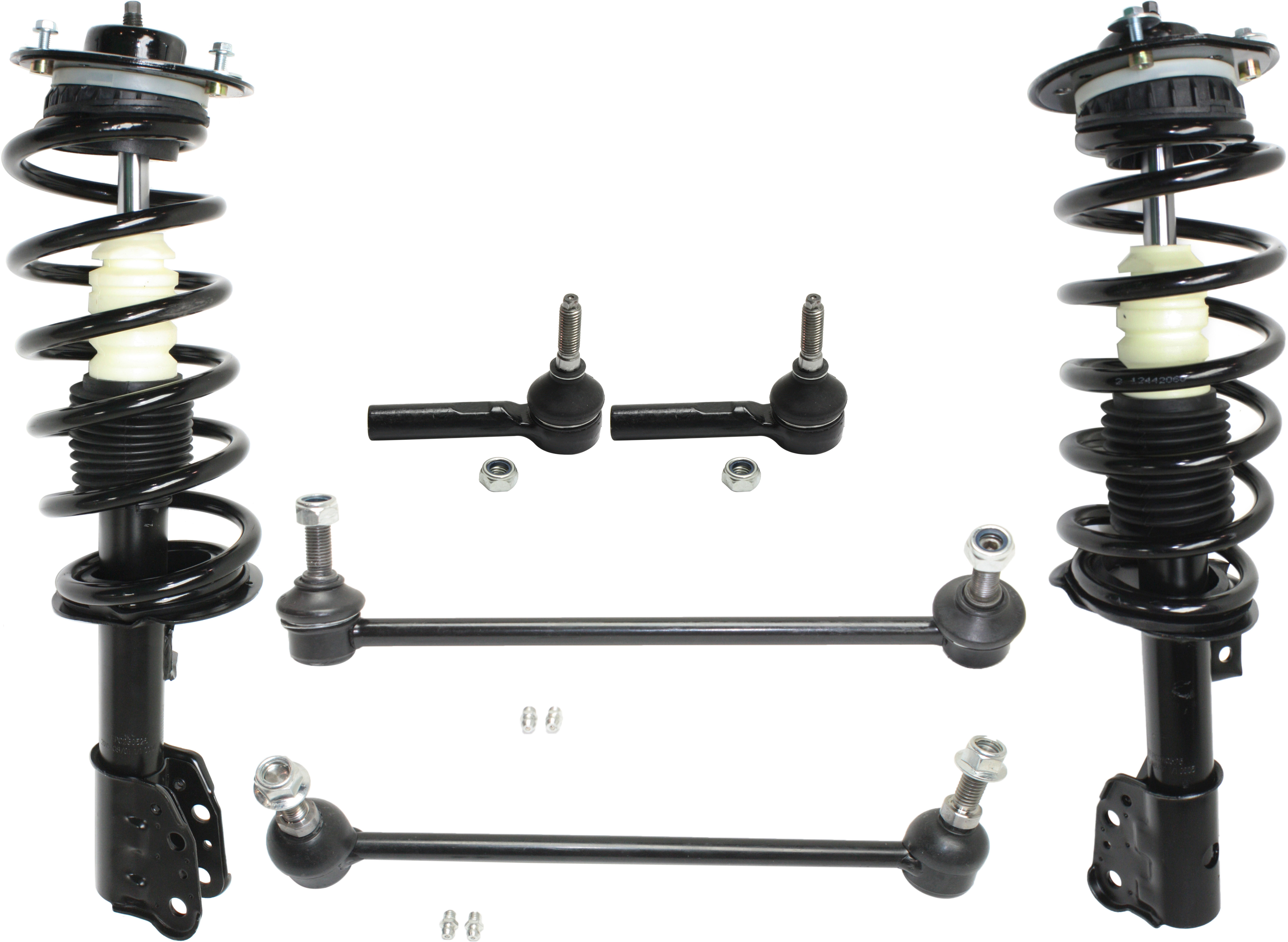 AM EQUINOX 05-06 TORRENT 06-06 FRONT SUSPENSION KIT RH AND LH 6 pc Kit with Loaded Strut Sway Bar Links and Tie Rod Ends SKU KIT 110615-14 OEM 19122332-88965462-15800495