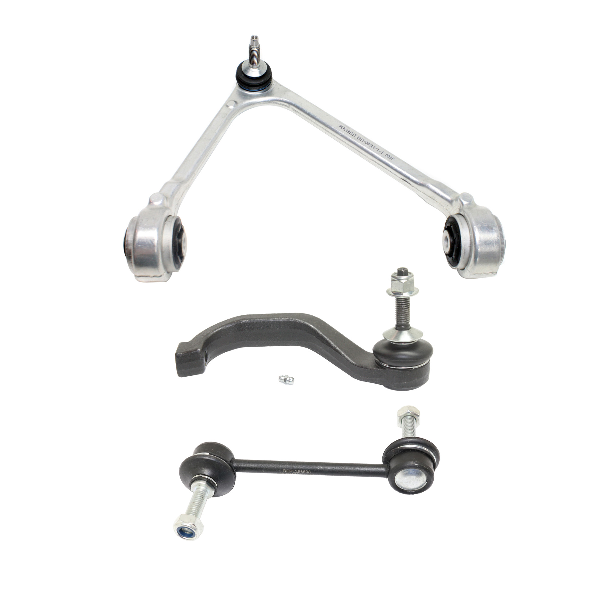 AM LS 00-06 FRONT CONTROL ARM KIT RH Upper w ball joint s 3 pc Kit with Sway Bar Link and Tie Rod End SKU KIT 110615-35 OEM 6W4Z3084AA XR856012-1015703-26