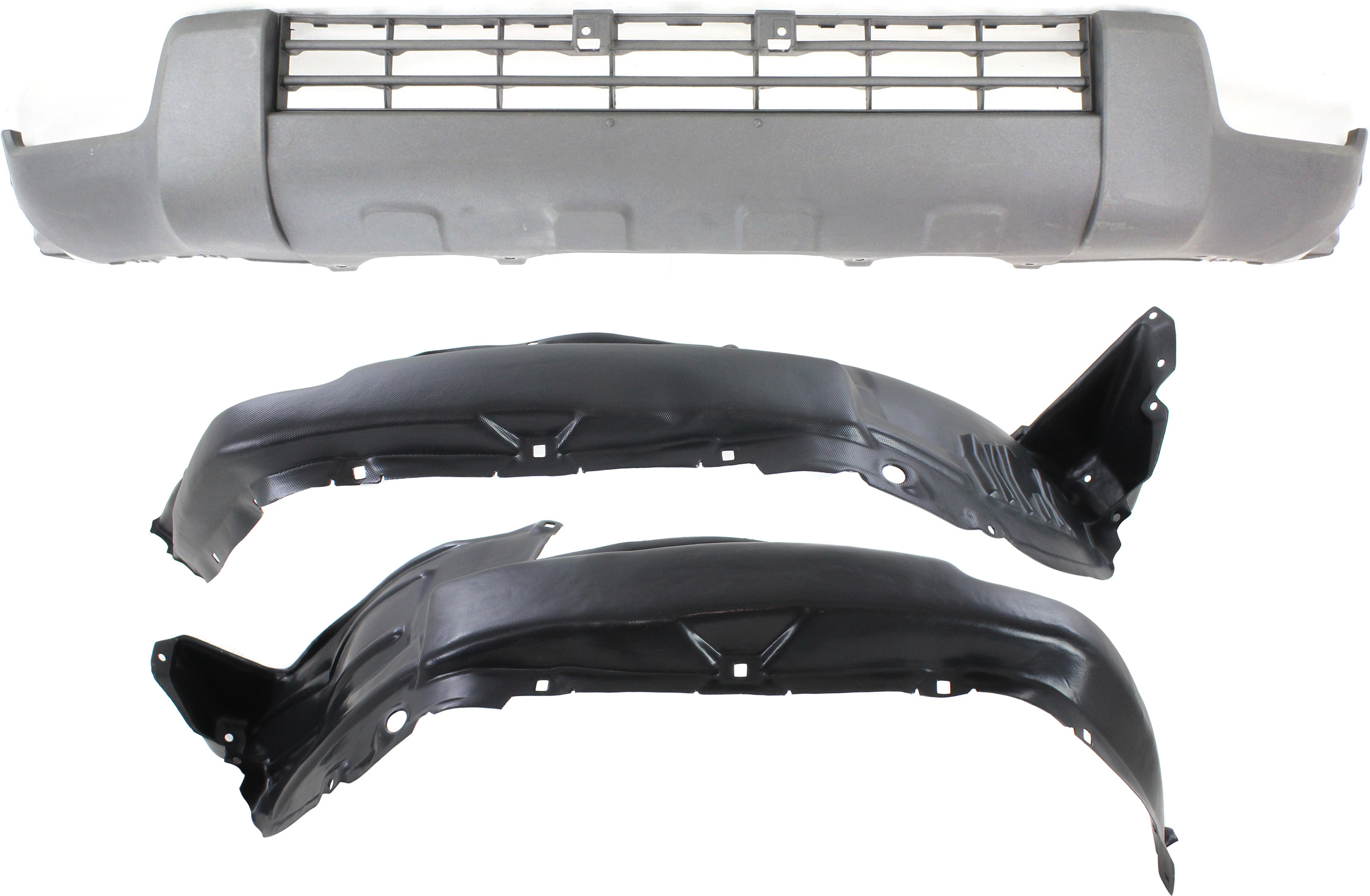 AM 4RUNNER 03-05 FRONT BUMPER COVER 3 pc Kit with Fender Liners SKU KIT 110817-27 Partslink TO1015102 TO1250109 TO1251109 OEM 5212935020-5387635081-53875350