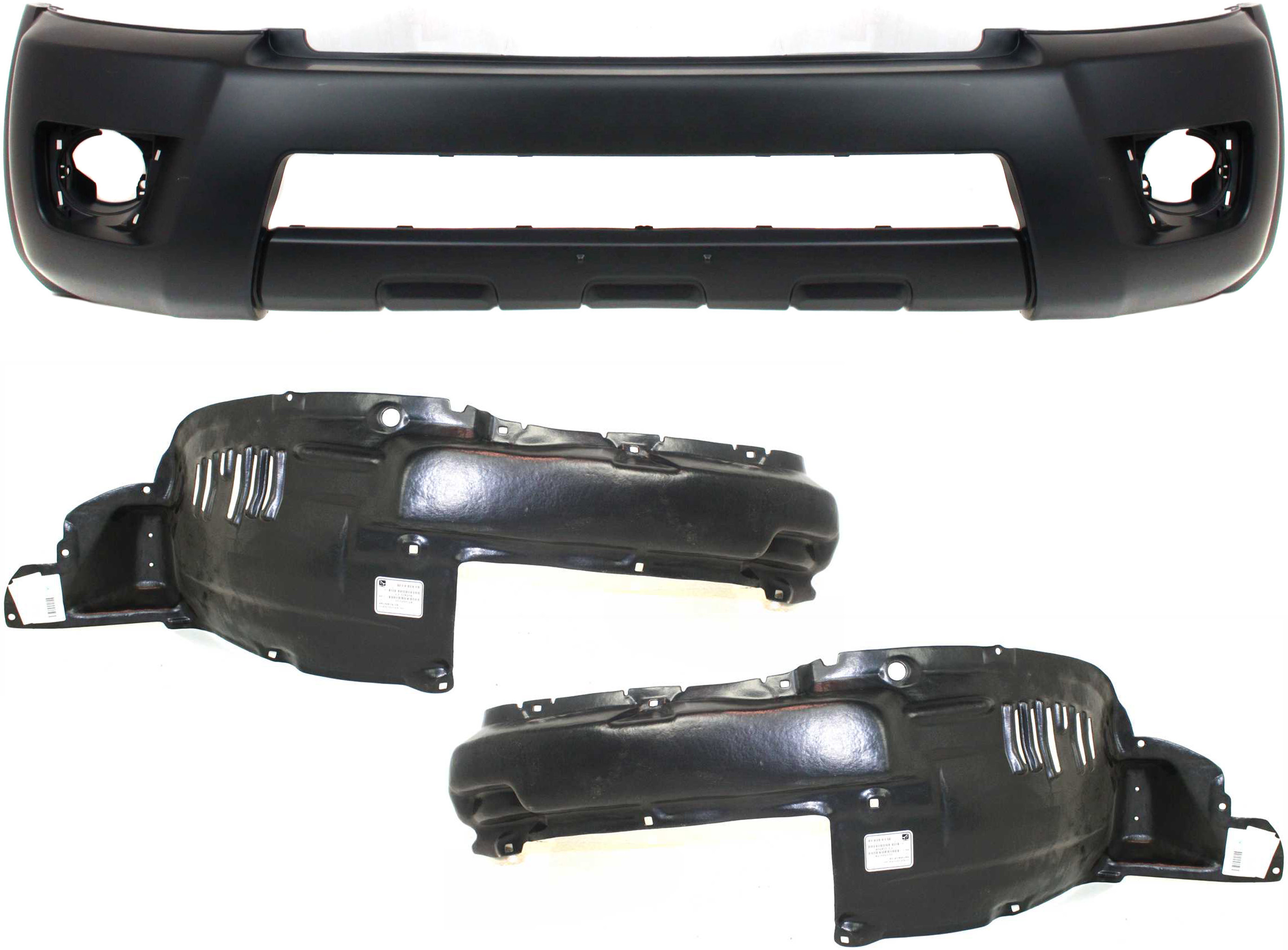 AM 4RUNNER 06-09 FRONT BUMPER COVER 3 pc Kit Primed With Fog Light Holes Limited Sport SR5 Models with Fender Liners SKU KIT 110817-54 Partslink TO1000326 TO1250124 TO1251124 OEM 5211935903-5387635090-53875351