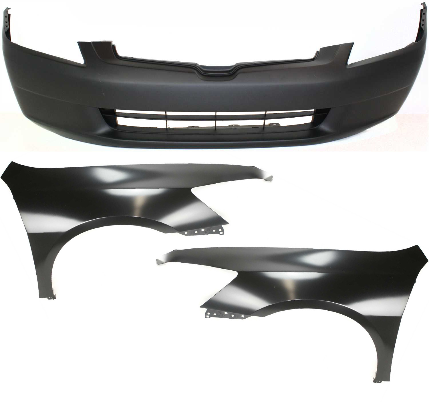 AM ACCORD 03-05 FRONT FENDER RH AND LH 3 pc Kit Includes Bumper Cover SKU KIT 110817-76 Partslink HO1241157 HO1240157 HO1000210 OEM 04620SDAA90ZZ 04630SDAA90ZZ 04