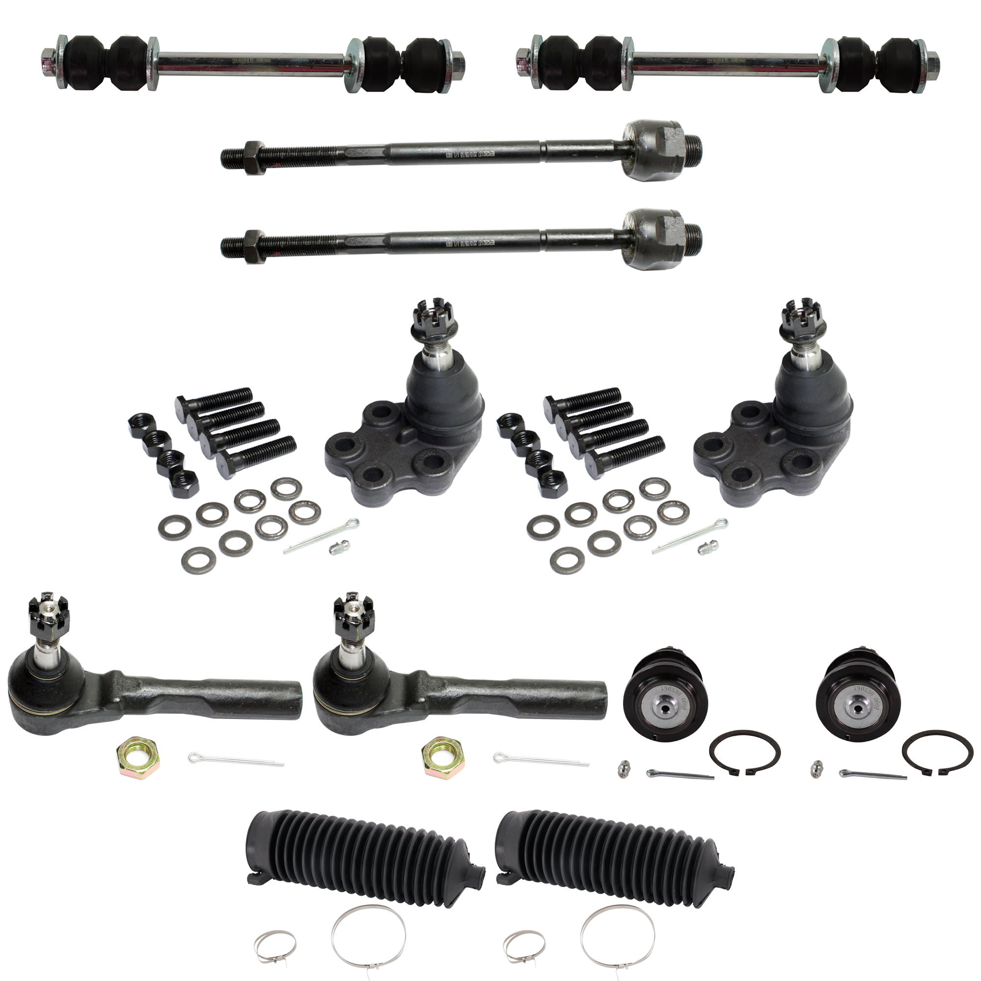 AM SILVERADO SIERRA 1500-99-06 SUSPENSION KIT RH AND LH 12 pc kit Rear Wheel Drive with Ball Joints Steering Rack Boots Sway Bar Links and Tie Rod Ends Includes 2007 Classic SKU KIT 110822-02 OEM 104266-2601527-5051271-1501