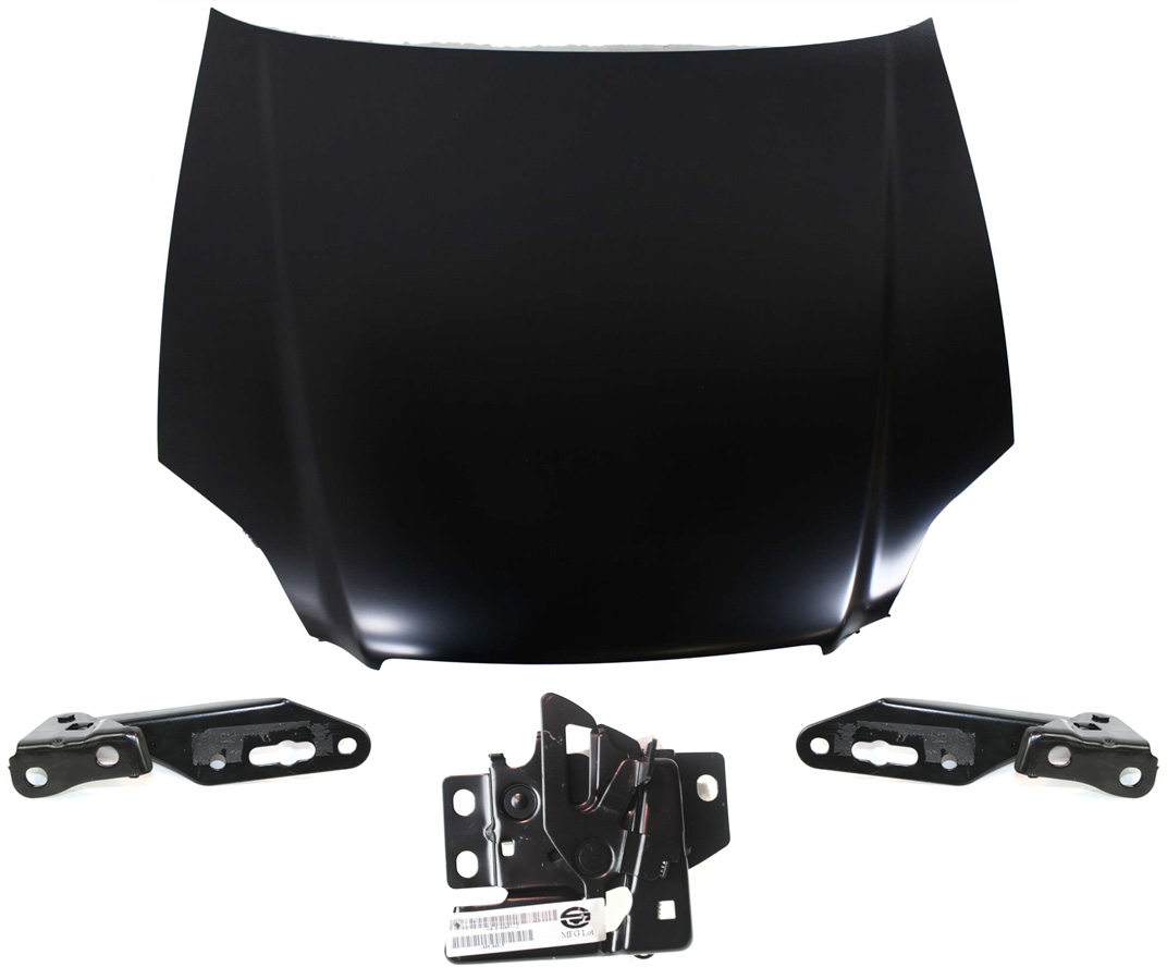 AM CIVIC 96-98 HOOD RH and LH 4 pc Kit with Hood Hinge and Hood Latch SKU KIT 110916-06 Partslink HO1230120 HO1236105 HO1236106 HO1234102 OEM 60100S04010ZZ 60170ST0000ZZ 60