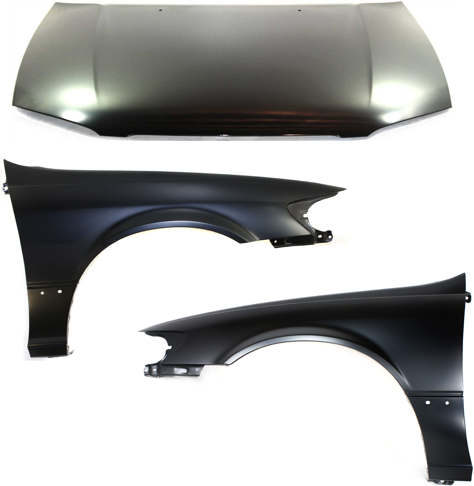 AM CAMRY 97-01 HOOD 3 pc Kit USA Built with Fenders SKU KIT 110916-20 Partslink TO1230167 TO1240162 TO1241162 OEM 53301AA040-53812AA020-53811AA0
