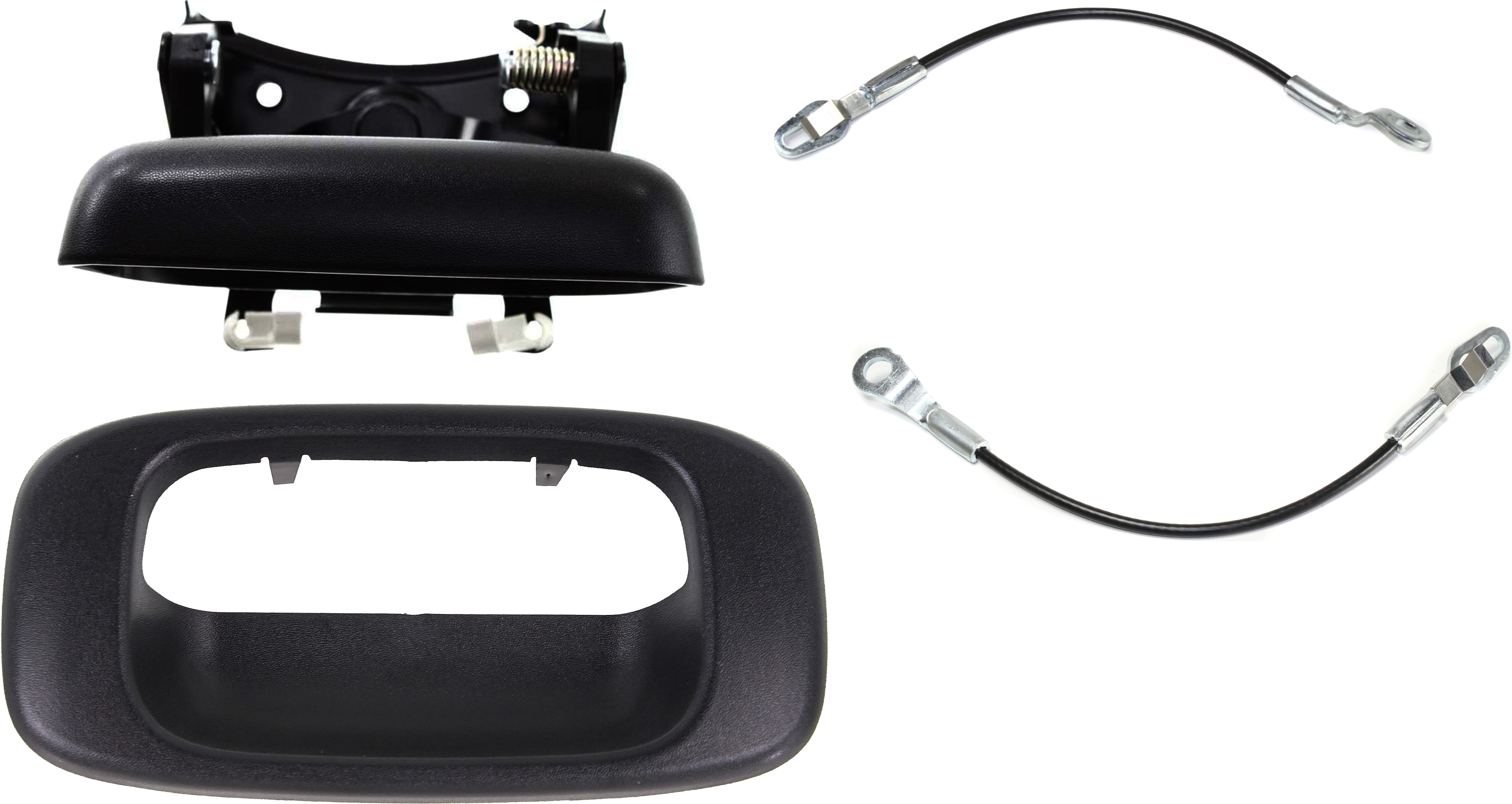 AM SIERRA SILVERADO FULLSIZE P U 99-07 TAILGATE HANDLE 4 pc Kit with Tailgate Cable SKU KIT 110916-33 Partslink GM1915105 GM1916102 GM1921102 GM1920102 OEM 15997911-15228539-88980509-889