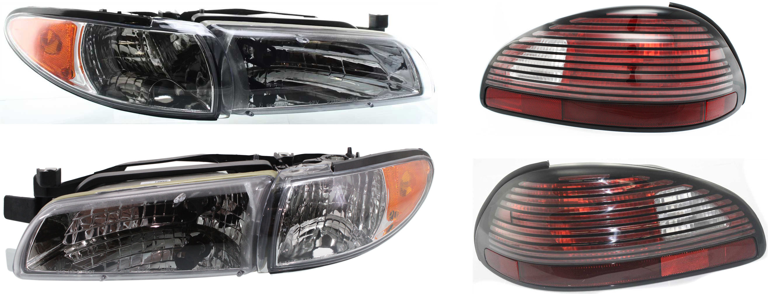 AM GRAND PRIX 97-03 TAIL LAMP RH AND LH 4 pc Kit with Headlight SKU KIT 110916-37 Partslink GM2819101 GM2818101 GM2502170 GM2503170 OEM 5978572-5978571-19149891-19149