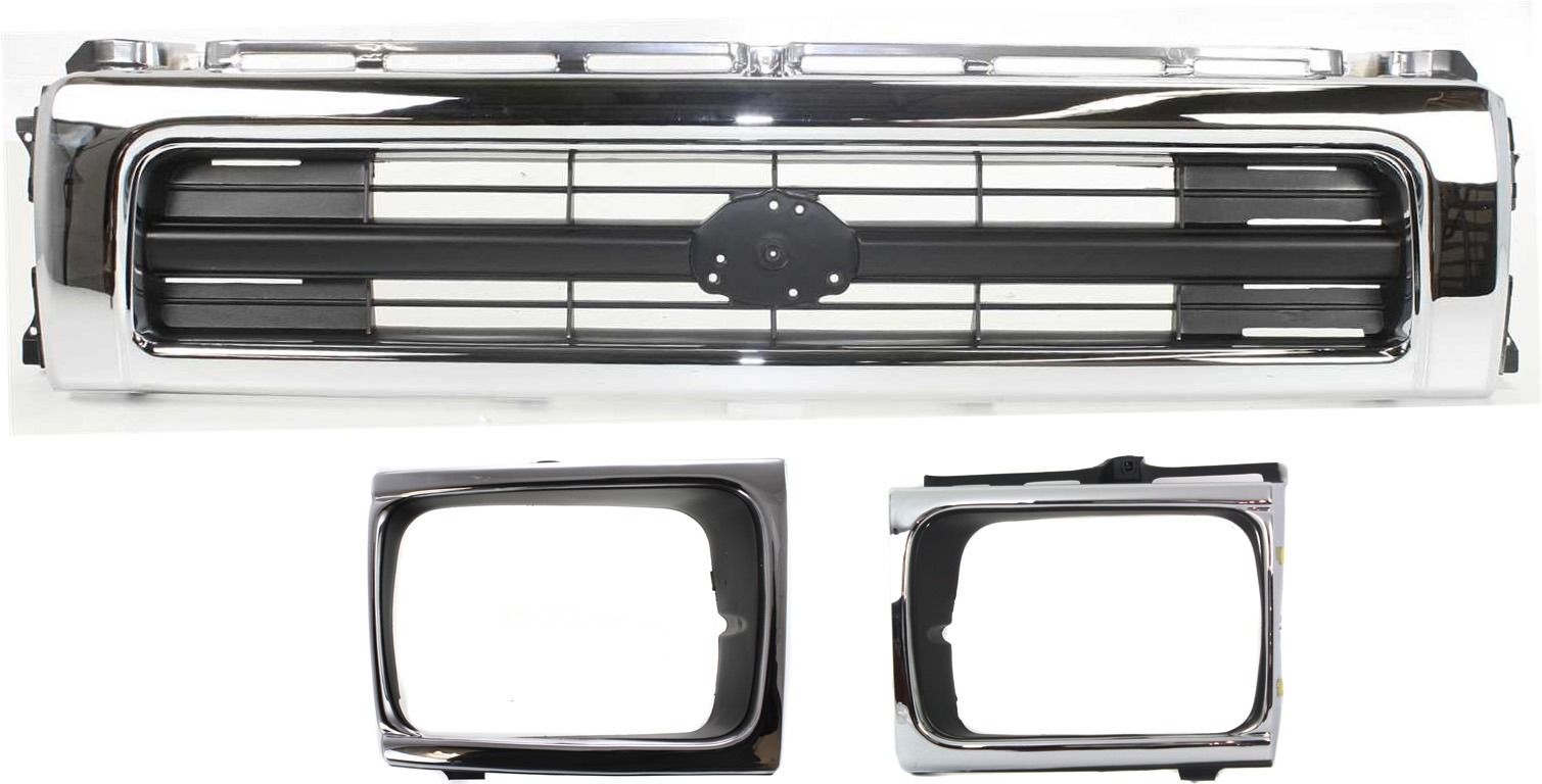 AM PICKUP 92-95 GRILLE Center 3 pc Kit FWD with Headlight Doors SKU KIT 110916-45 Partslink TO1200149 TO2512116 TO2513118 OEM 5311135151-5313235071-53131350