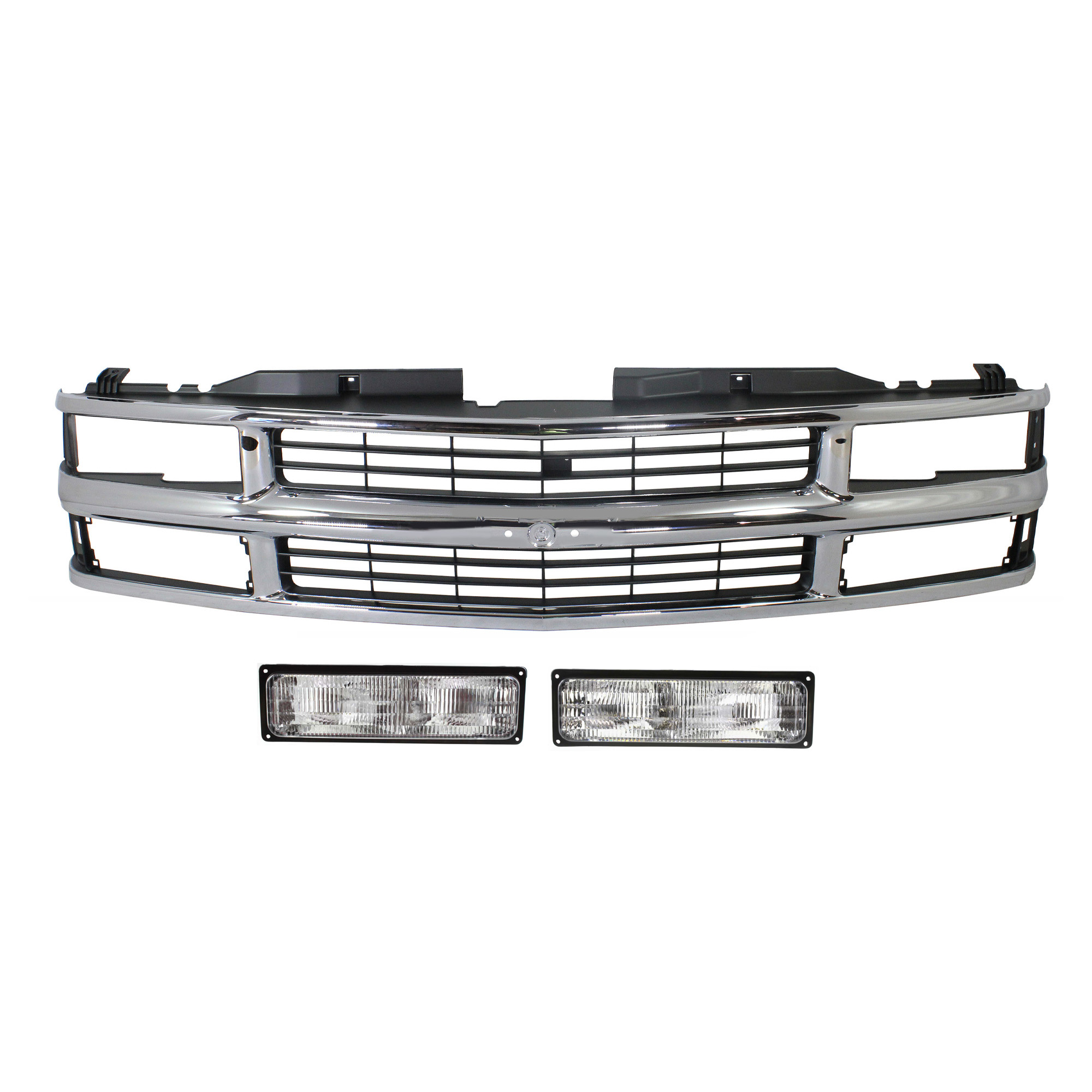 AM C K FULL SIZE P U 94-00 GRILLE 3 pc Kit with Turn Signal Lights SKU KIT 110916-49 Partslink GM1200238 GM2520128 GM2521128 OEM 15981106-5976837-5976838