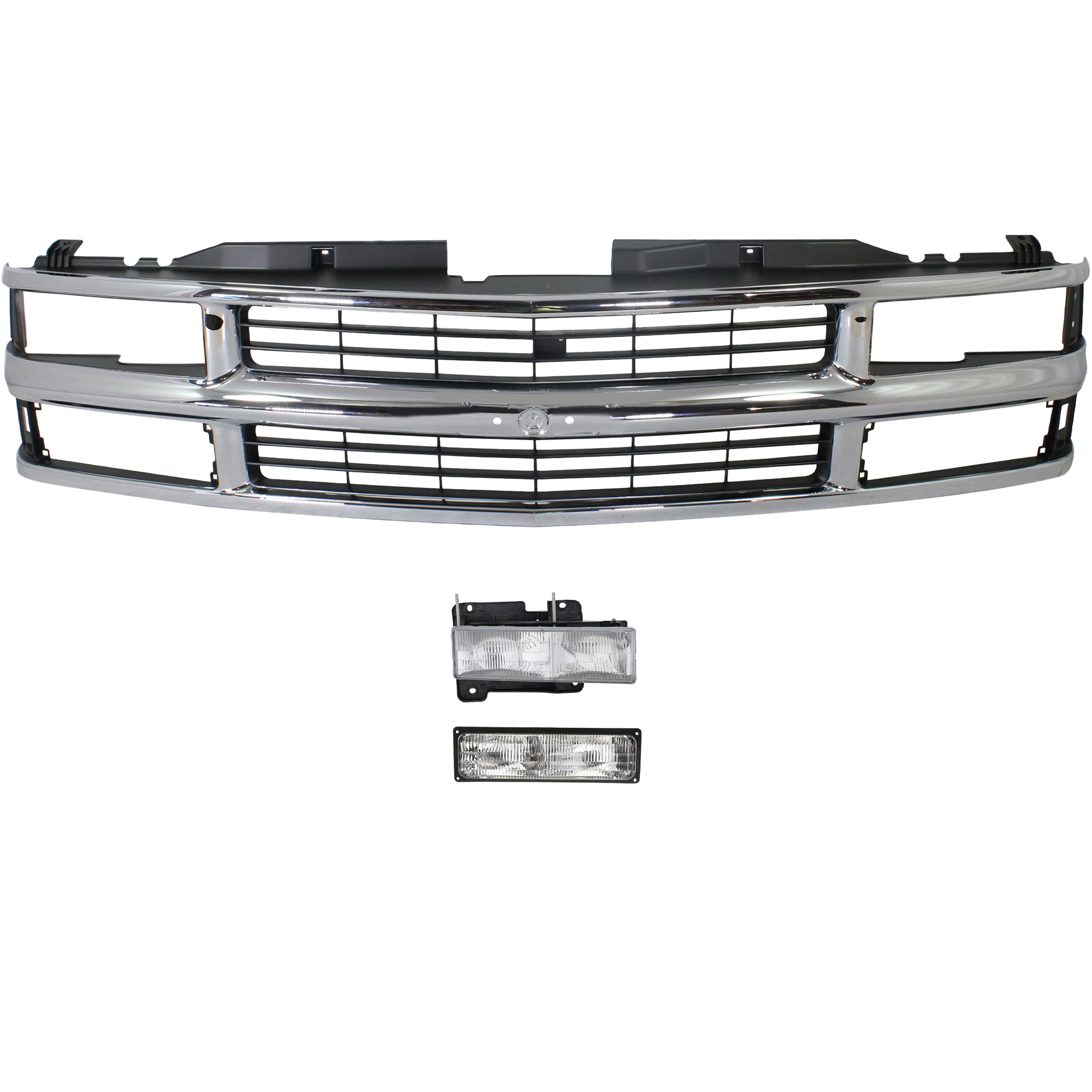 AM C K FULL SIZE P U 94-00 GRILLE 3 pc Kit with Headlight and Turn Signal Light SKU KIT 110916-50 Partslink GM1200238 GM2503101 GM2521128 OEM 15981106-15034930-5976838