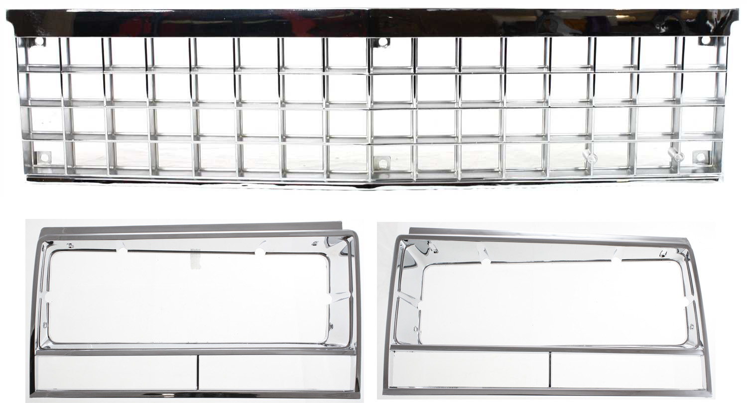AM CABALLERO EL CAMINO 82-87 MALIBU 82-83 GRILLE 3 pc Kit with Headlight Doors SKU KIT 110916-53 Partslink GM1200167 GM2512137 GM2513137 OEM 14034154-14034155-14034156