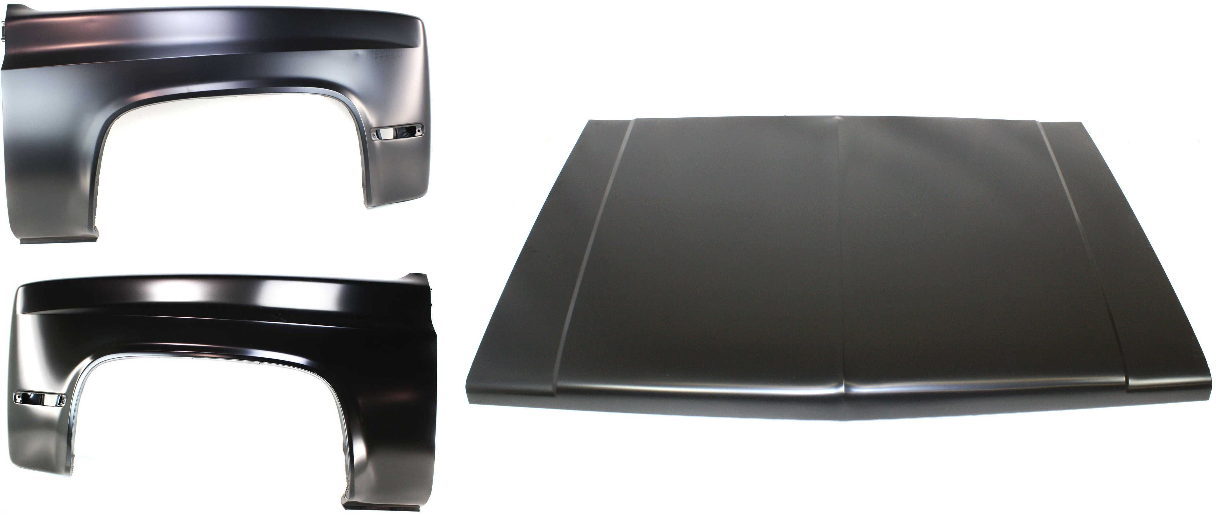 AM C K FULL SIZE P U 81-86 JIMMY 81-91 HOOD 3 pc Kit with Fenders SKU KIT 110916-58 Partslink GM1230125 GM1240131 GM1241131 OEM 15629509-15614467-15634642